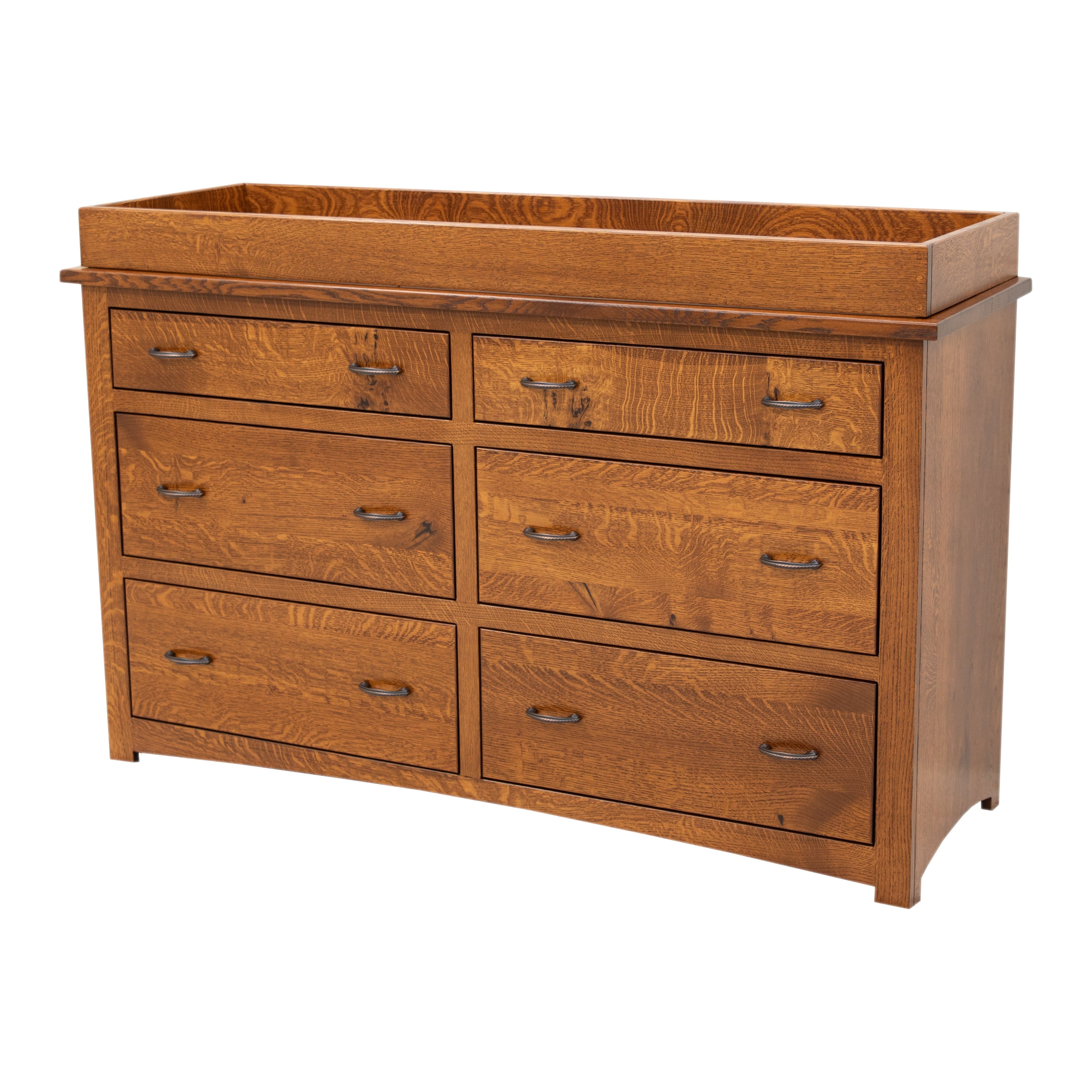 Craftsman Mission Quarter Sawn White Oak Wood 6-Drawer Nursery Dresser with Changing Topper | MC