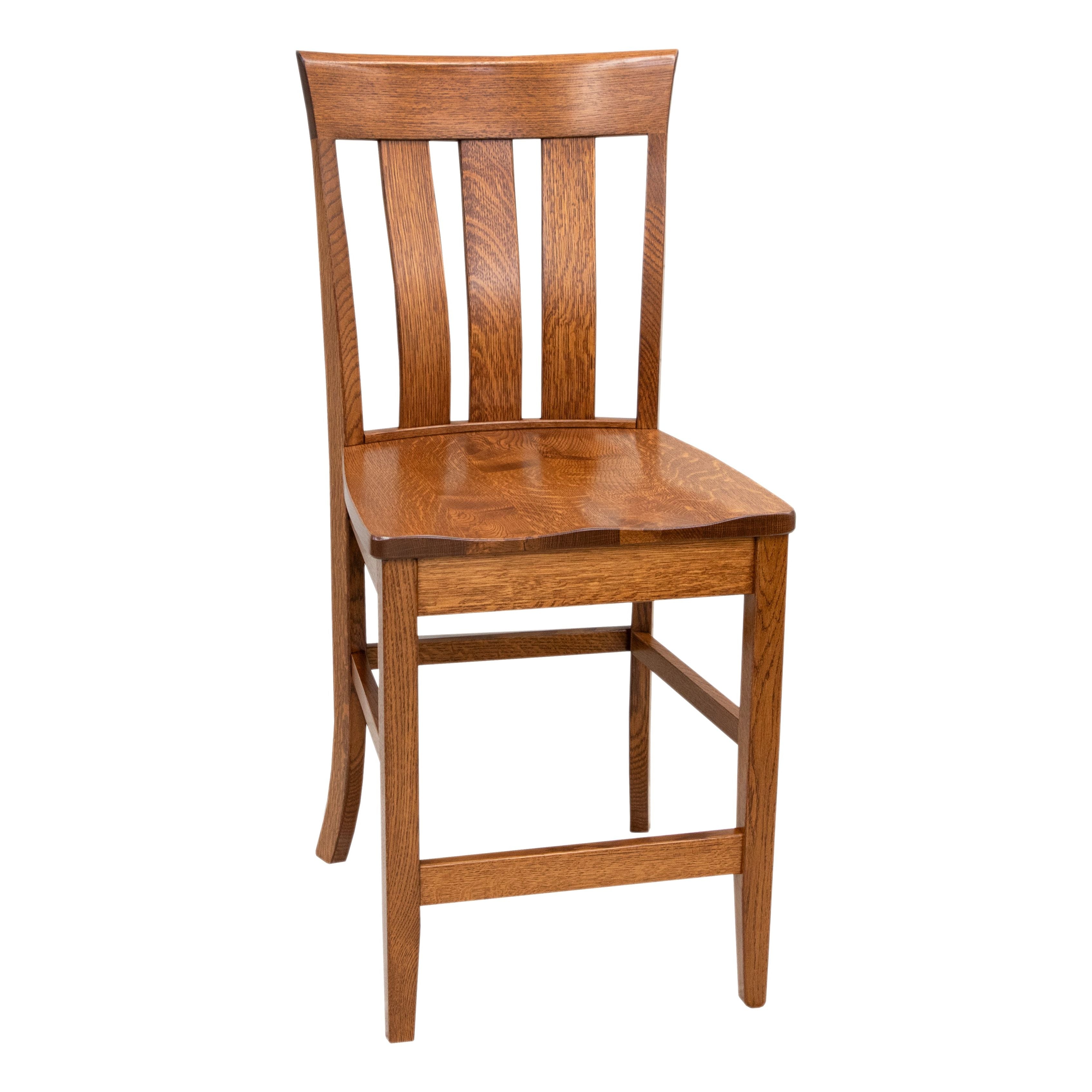 Curlew 24" Rustic Quarter Sawn White Oak Wood Stationary Bar Stool | MC