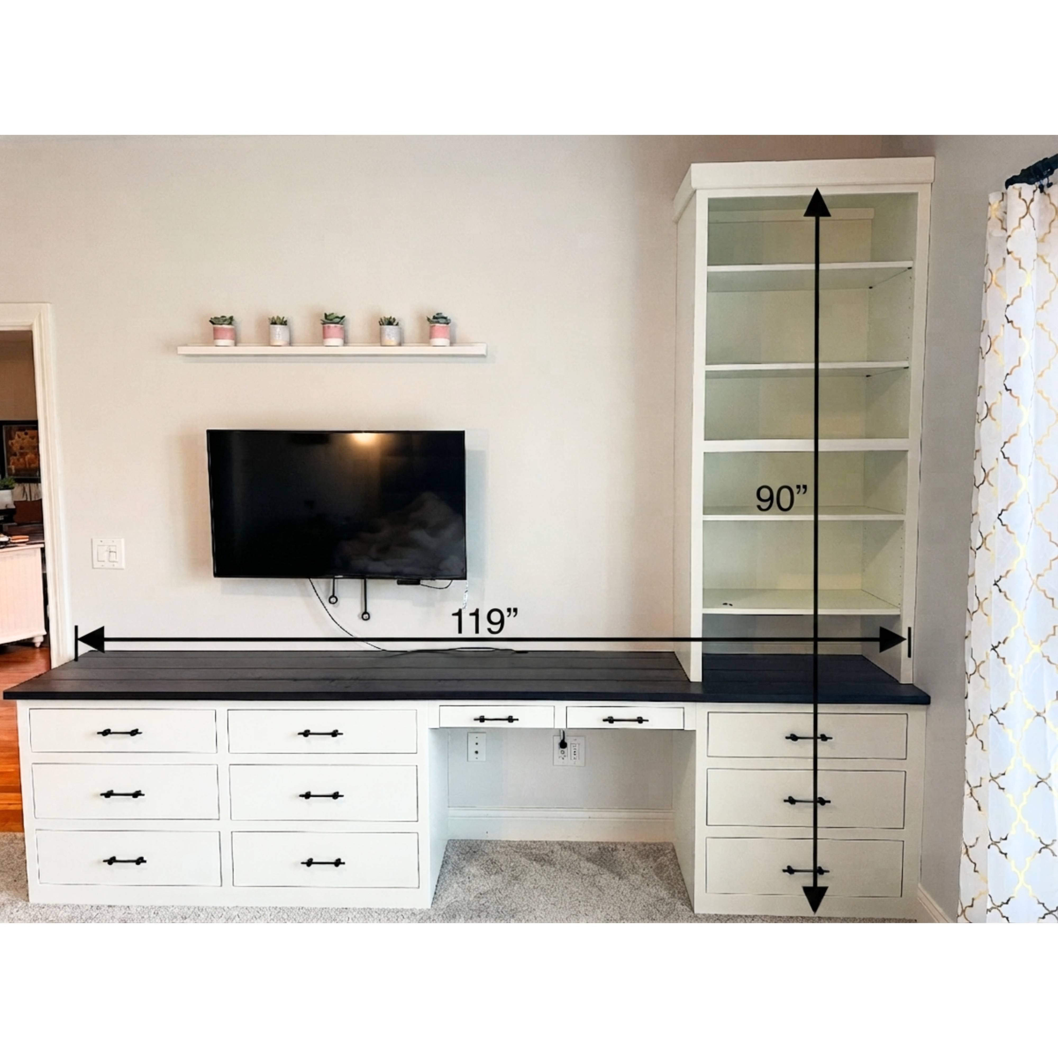 Custom Two-Tone Solid Maple Media Desk with Storage Tower