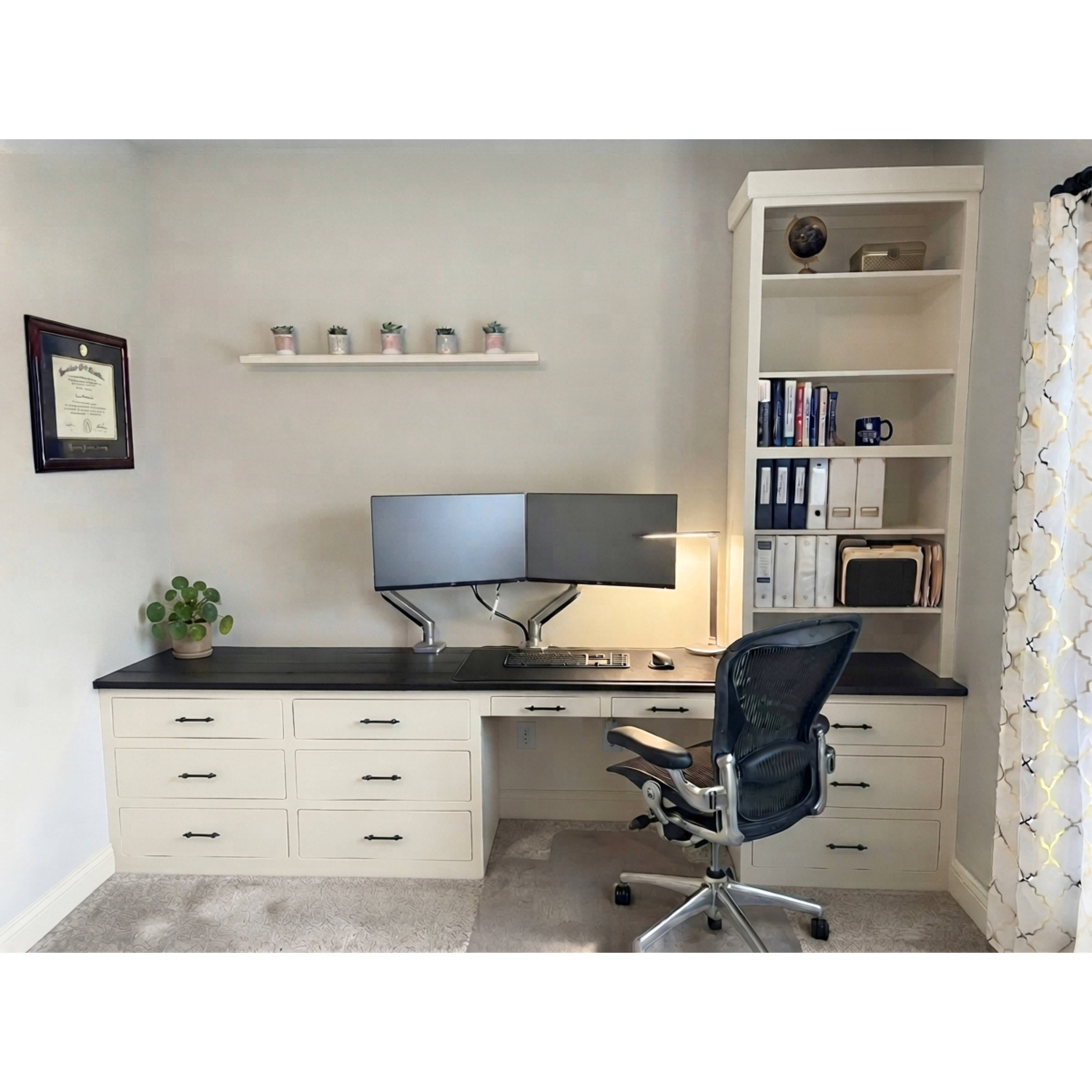 Custom Two-Tone Solid Maple Media Desk with Storage Tower