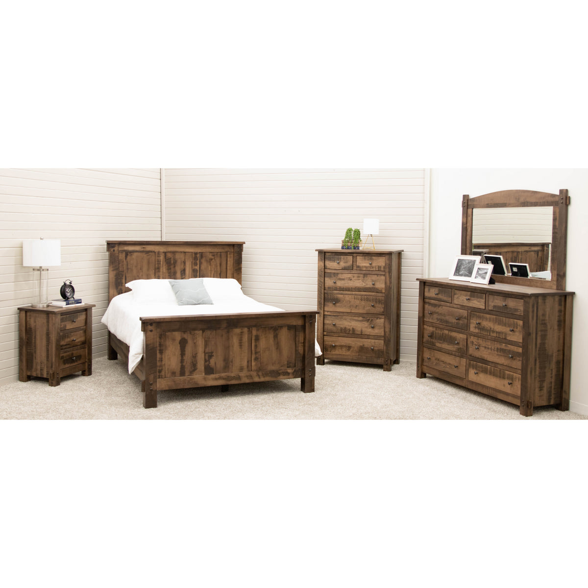 DCF Roughsawn Solid Maple Wood 9-Drawer Tall Dresser in Cocoa Light