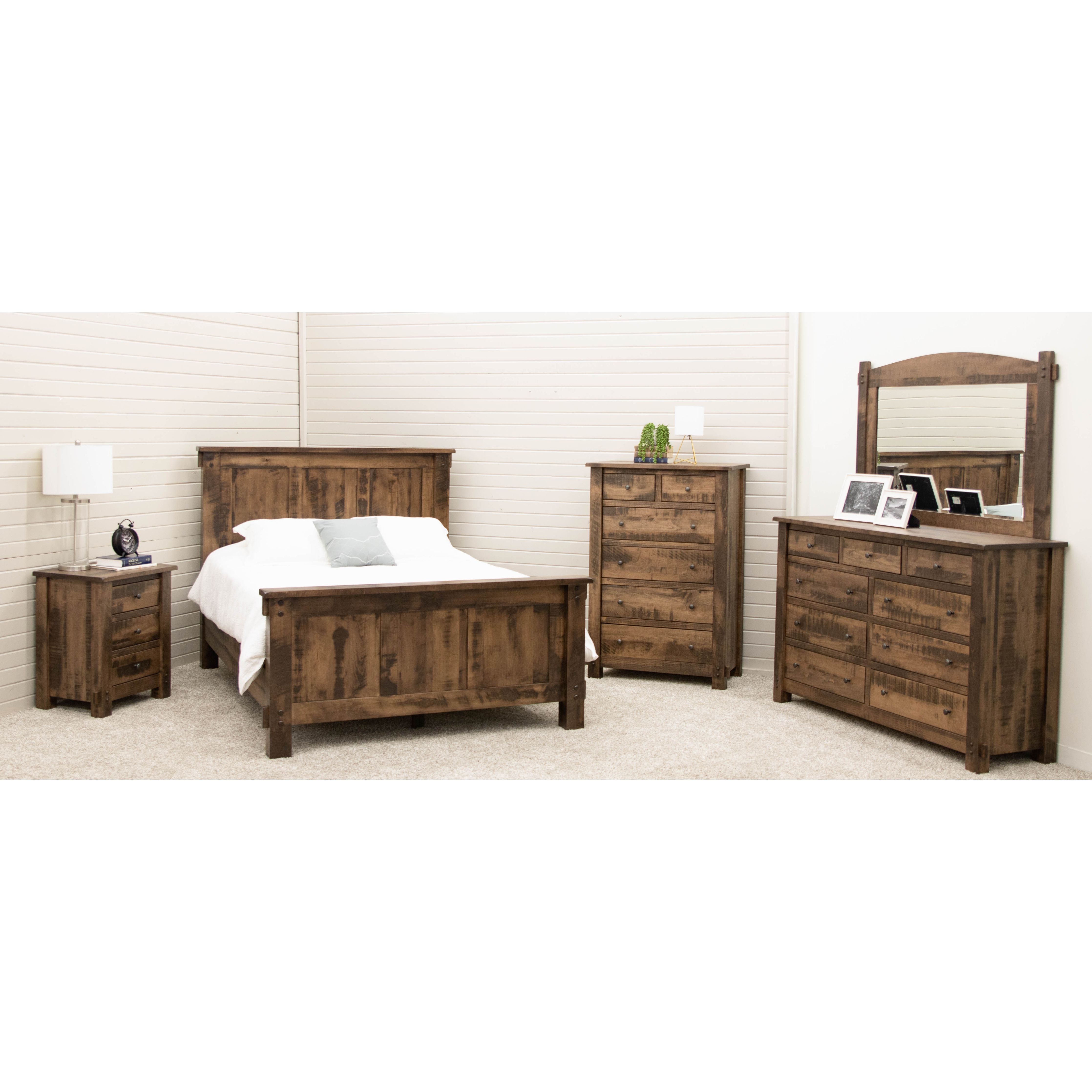 DCF Roughsawn Queen Maple Wood Storage Platform Bed with Straight Headboard | CO
