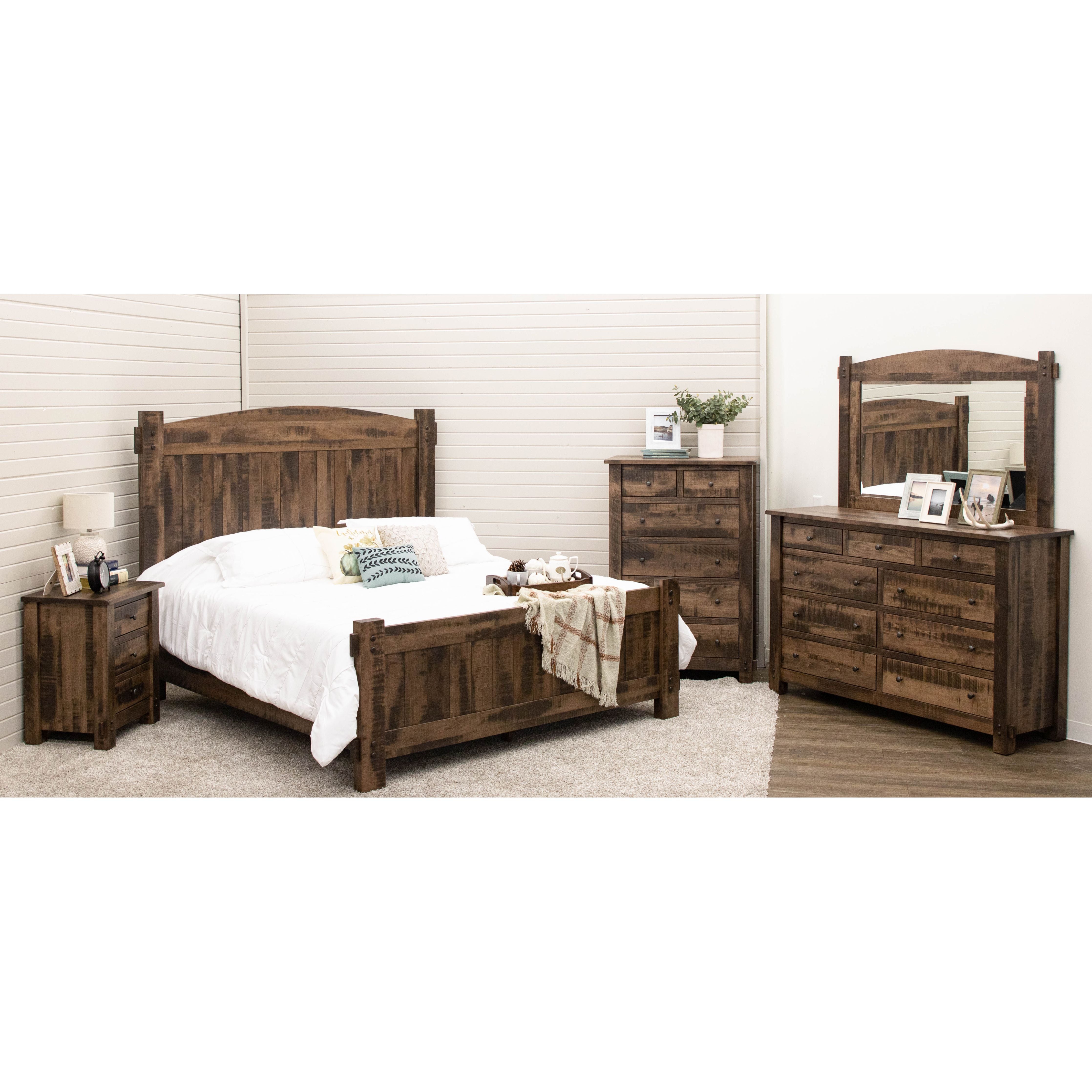 DCF Roughsawn King Maple Wood Storage Platform Bed with Arched Headboard | CO