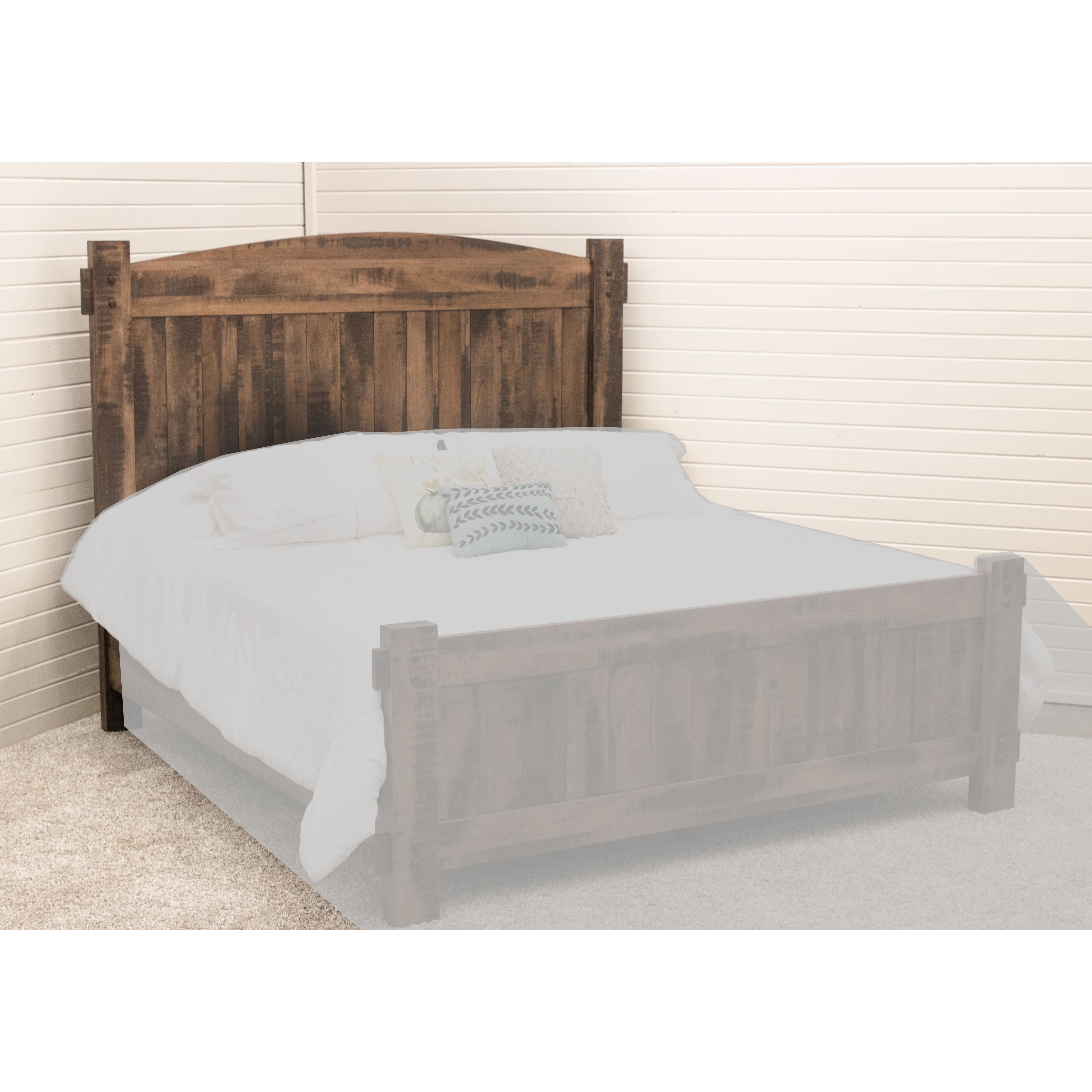 DCF Roughsawn King Maple Wood Storage Platform Bed with Arched Headboard | CO