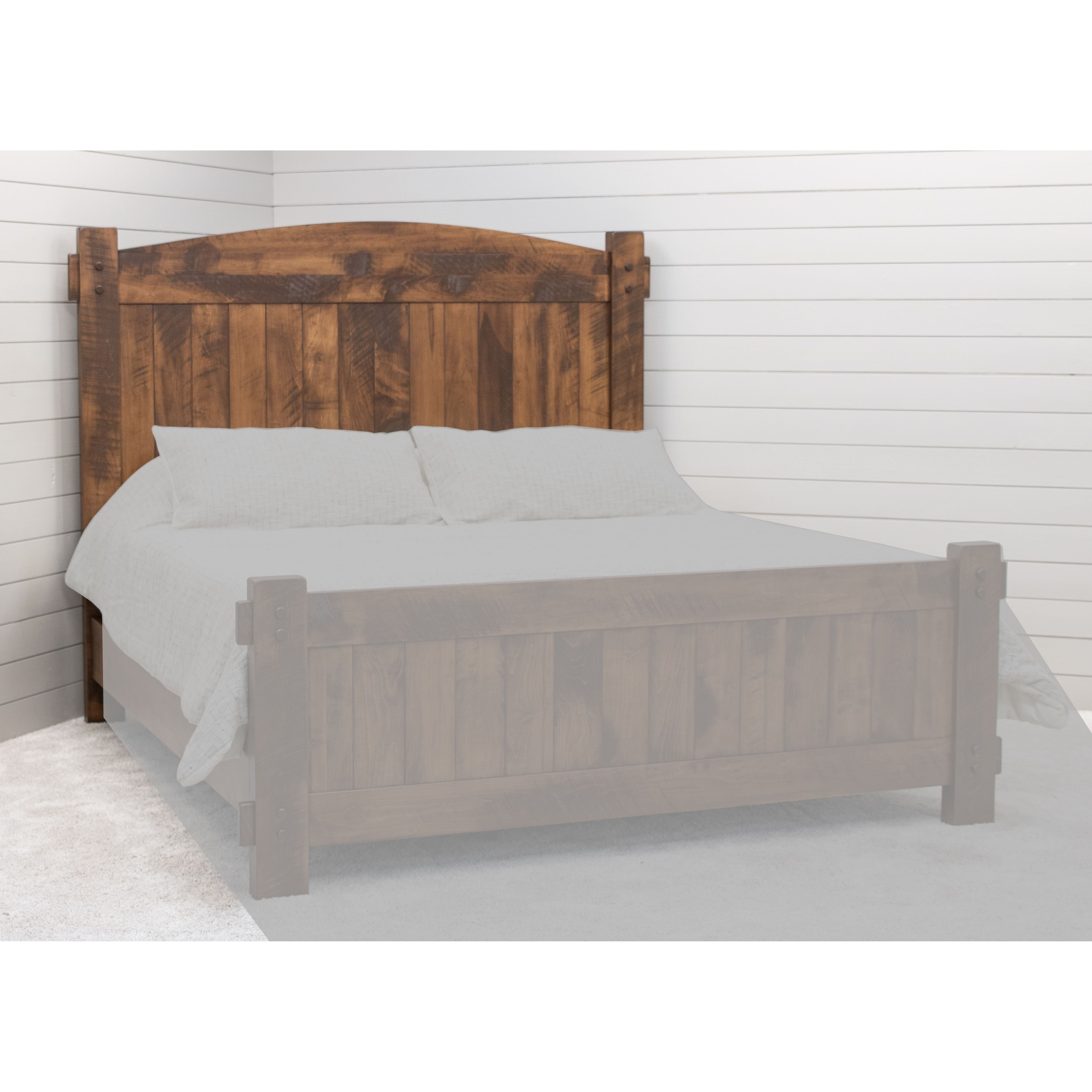 DCF Roughsawn King Maple Wood Storage Platform Bed with Arched Headboard | HC