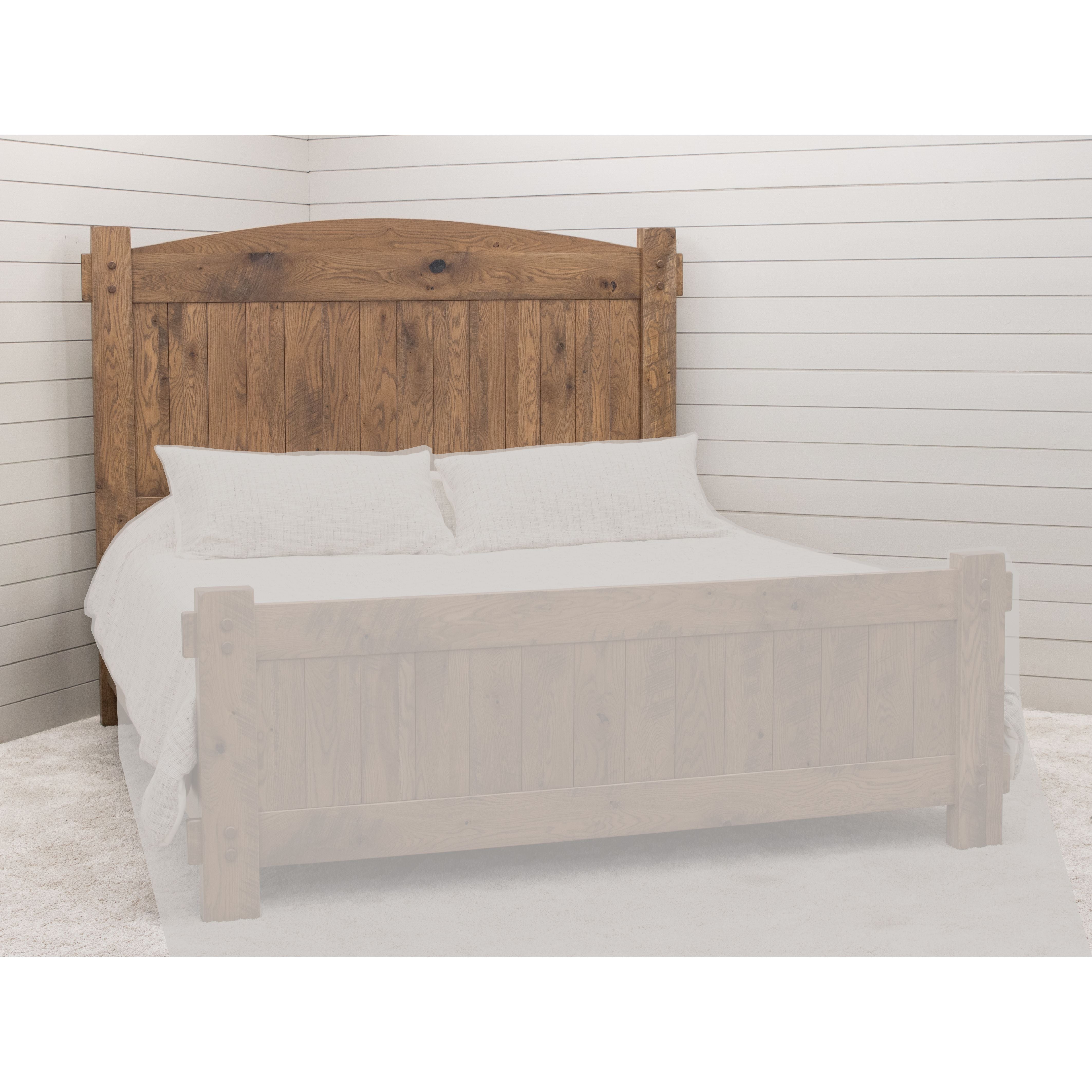 DCF Roughsawn King White Oak Wood Storage Platform Bed with Arched Headboard | WB