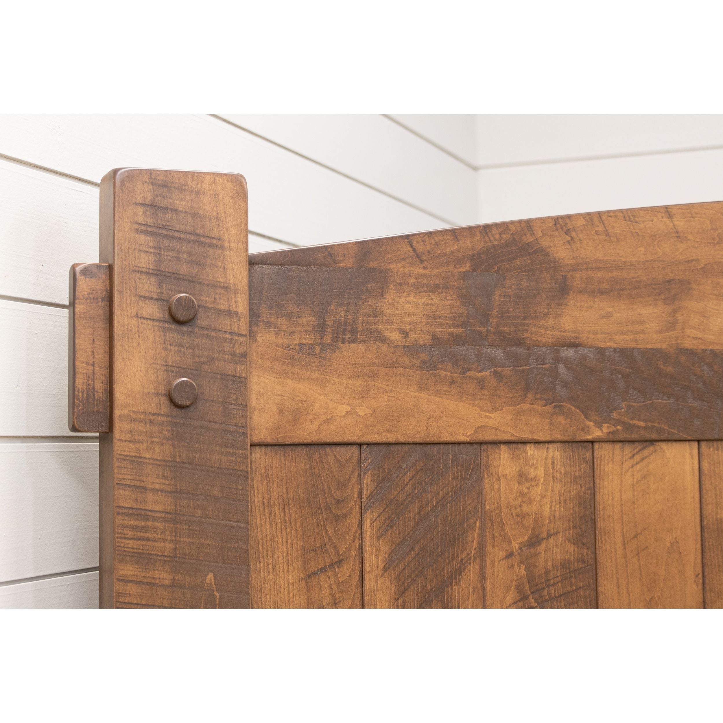 DCF Roughsawn King Maple Wood Storage Platform Bed with Arched Headboard | HC