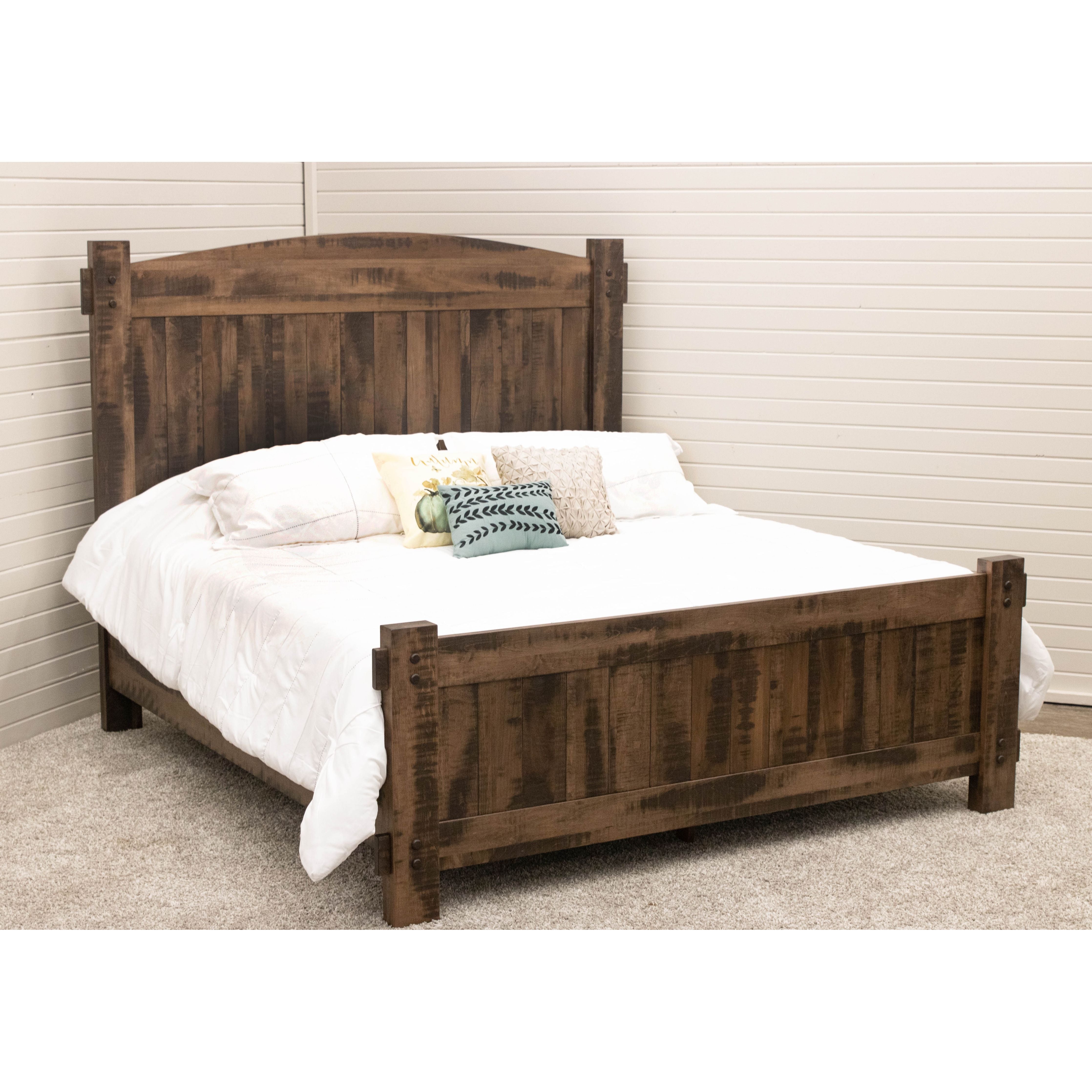 DCF Roughsawn King Maple Wood Storage Platform Bed with Arched Headboard | CO