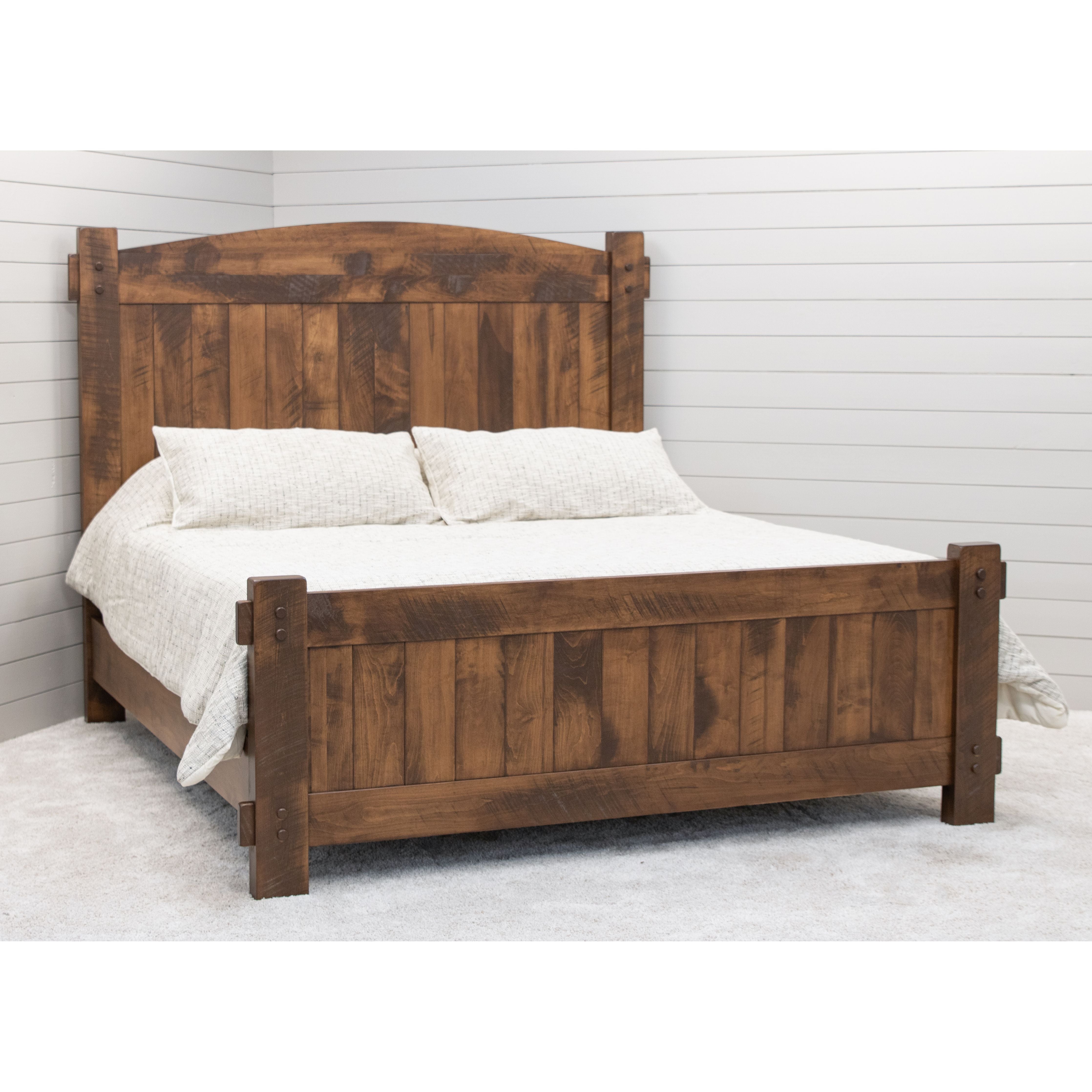 DCF Roughsawn King Maple Wood Storage Platform Bed with Arched Headboard | HC