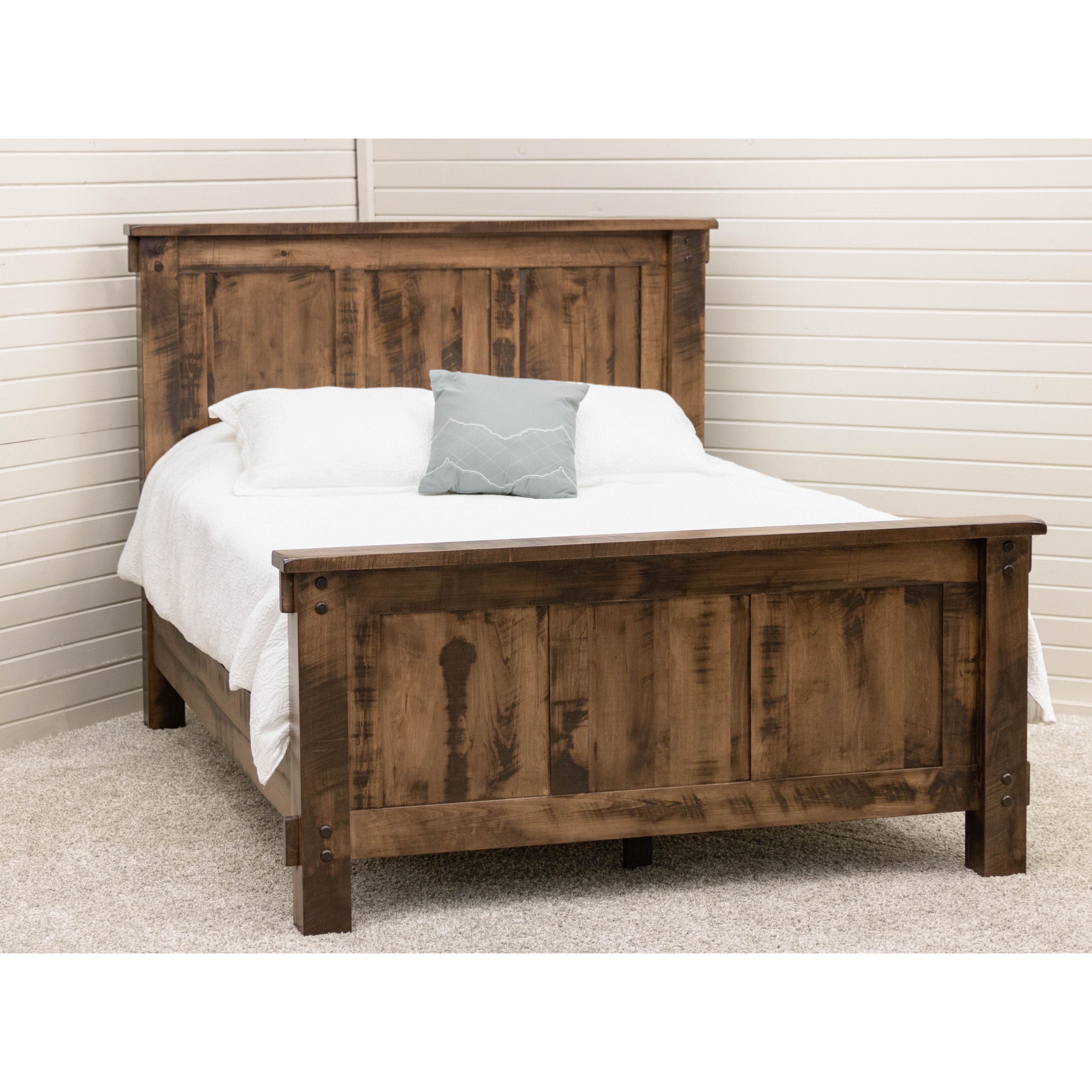 DCF Roughsawn Queen Maple Wood Storage Platform Bed with Straight Headboard | CO