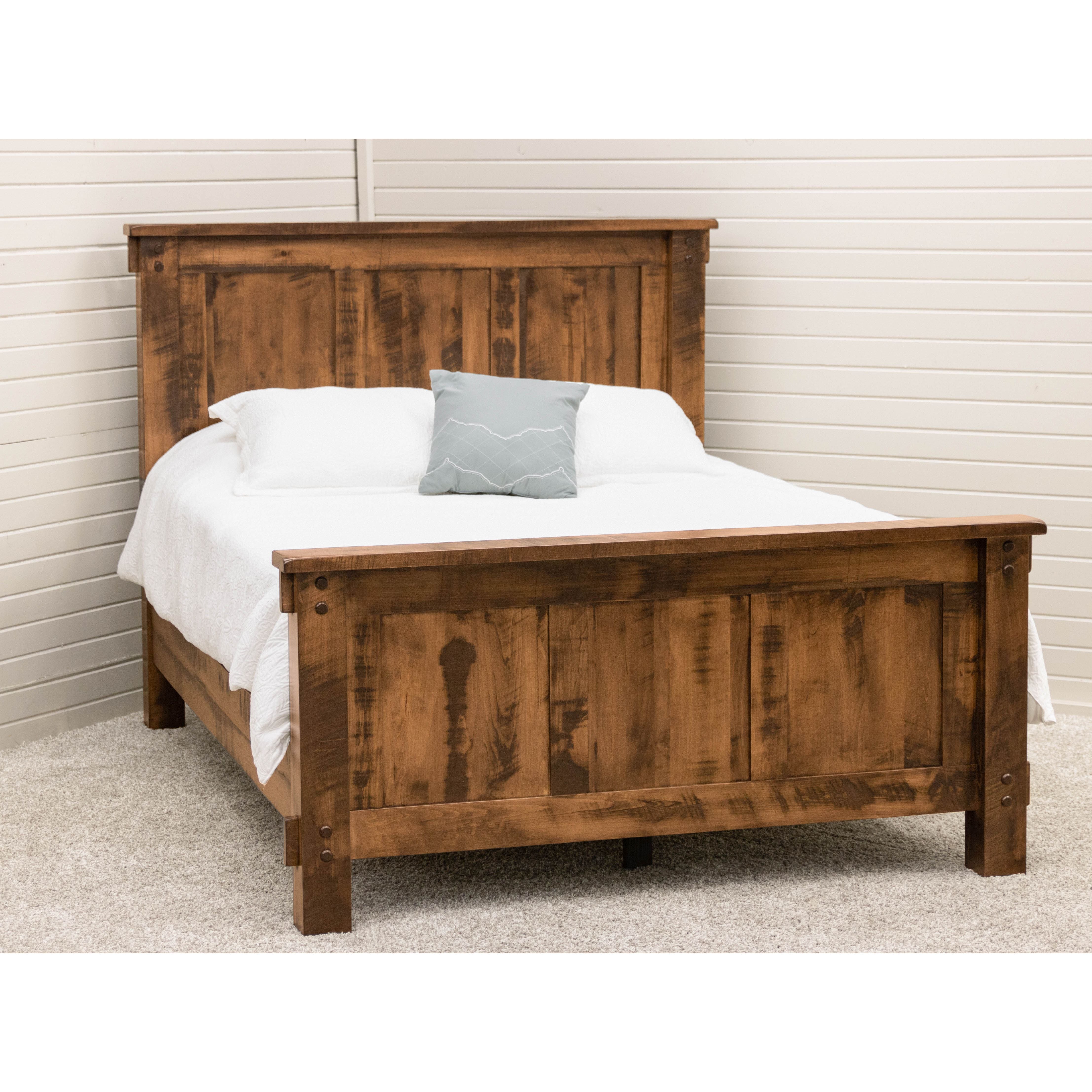DCF Roughsawn Queen Maple Wood Storage Platform Bed with Straight Headboard | HC