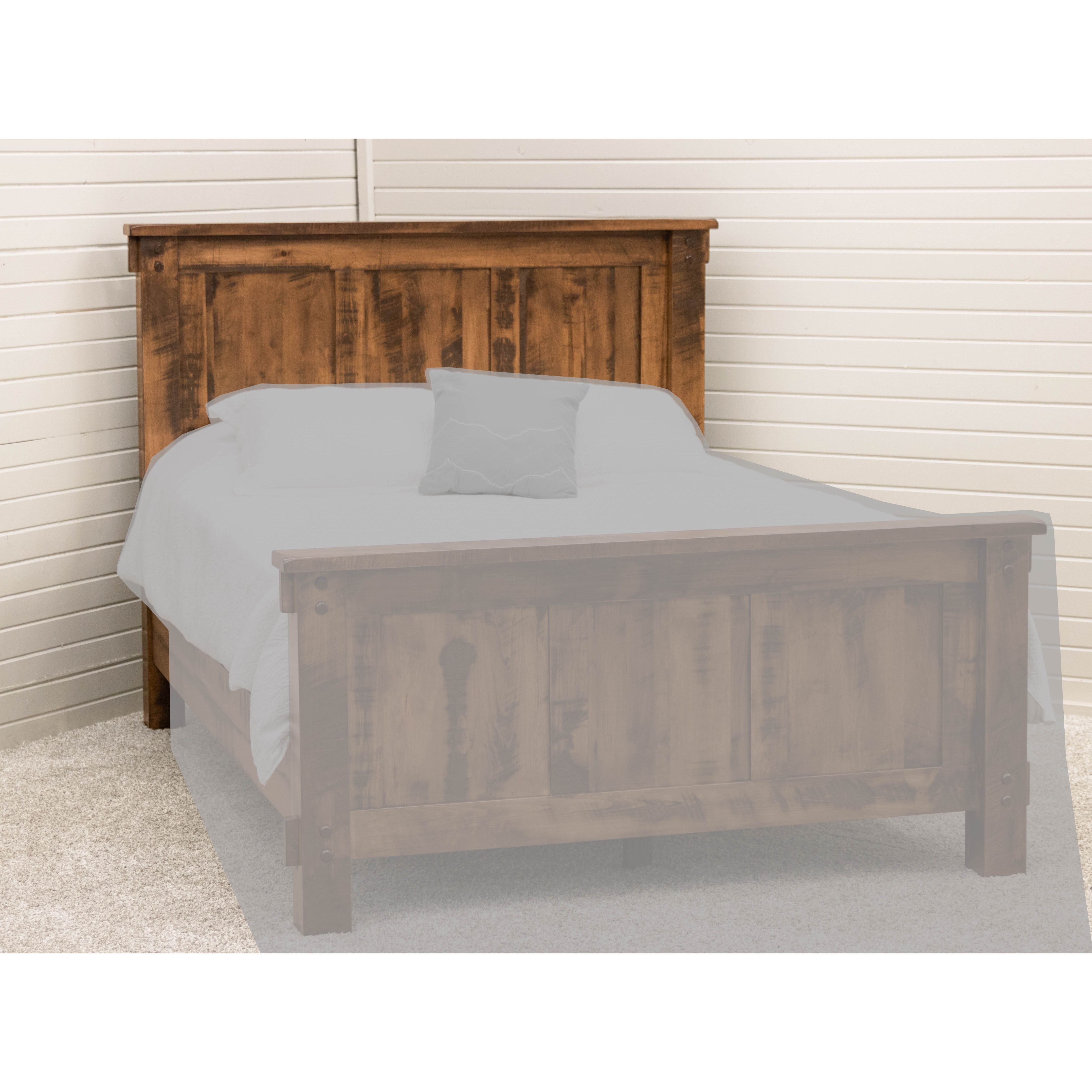 DCF Roughsawn Queen Maple Wood Storage Platform Bed with Straight Headboard | HC