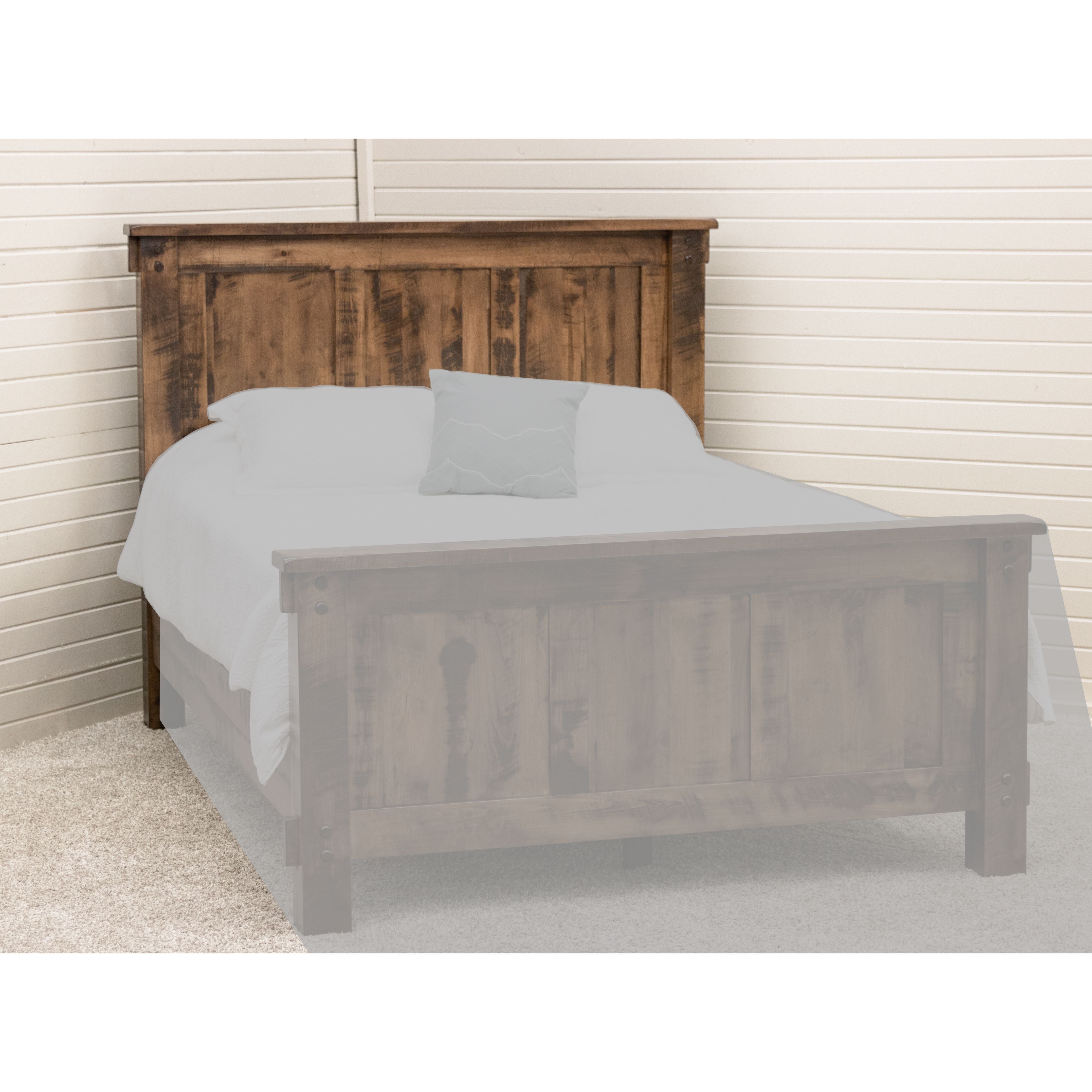DCF Roughsawn Queen Maple Wood Storage Platform Bed with Straight Headboard | CO