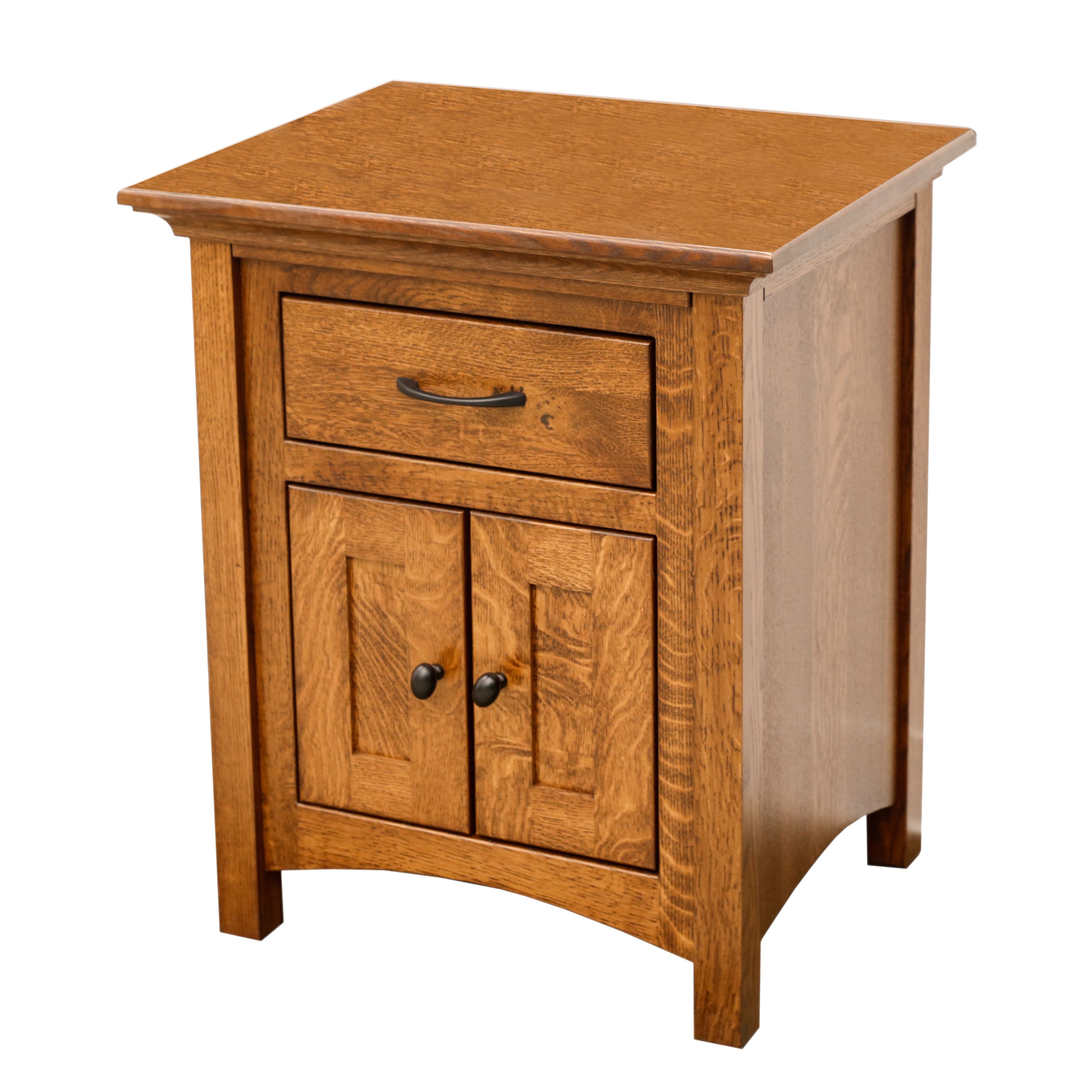 DCF Mission Quarter Sawn White Oak Wood 1-Drawer 2-Door Nightstand | MC