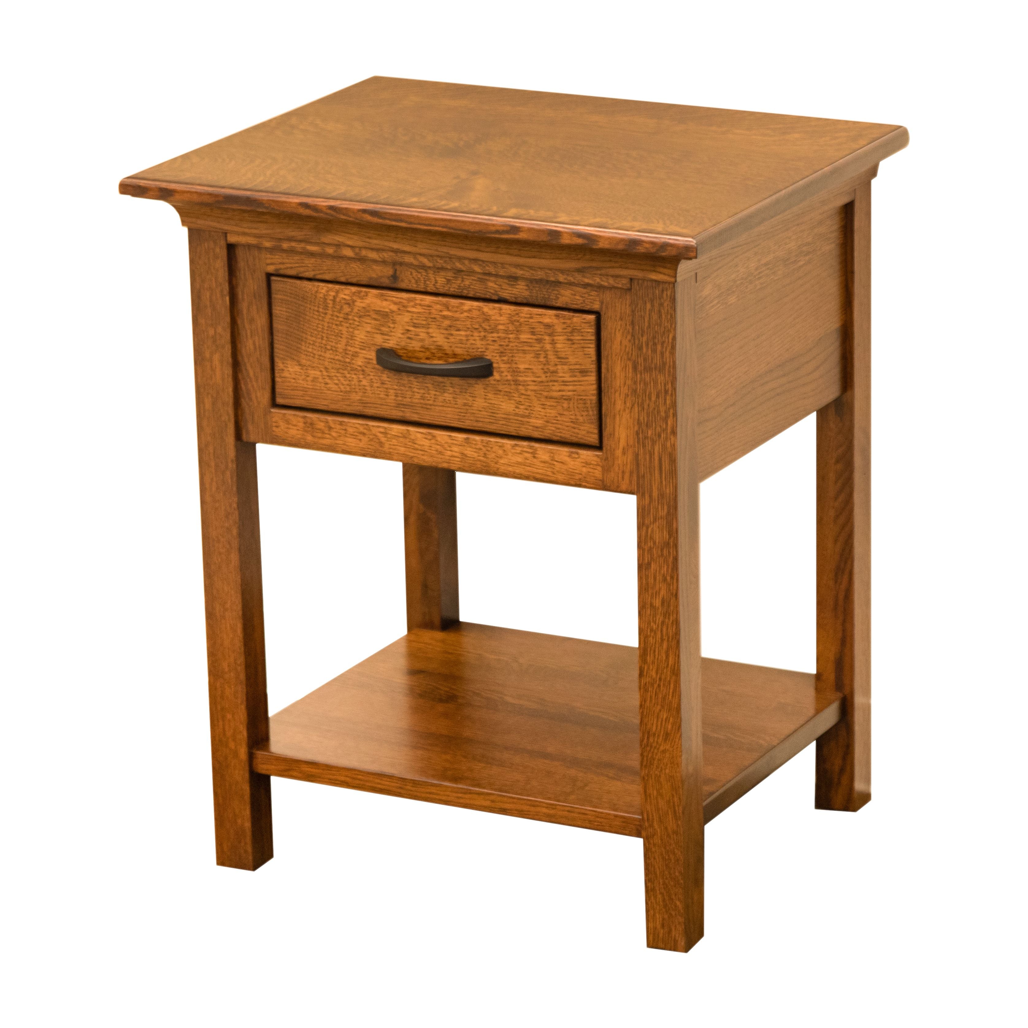 DCF Mission Quarter Sawn White Oak Wood 1-Drawer Open Nightstand | MC