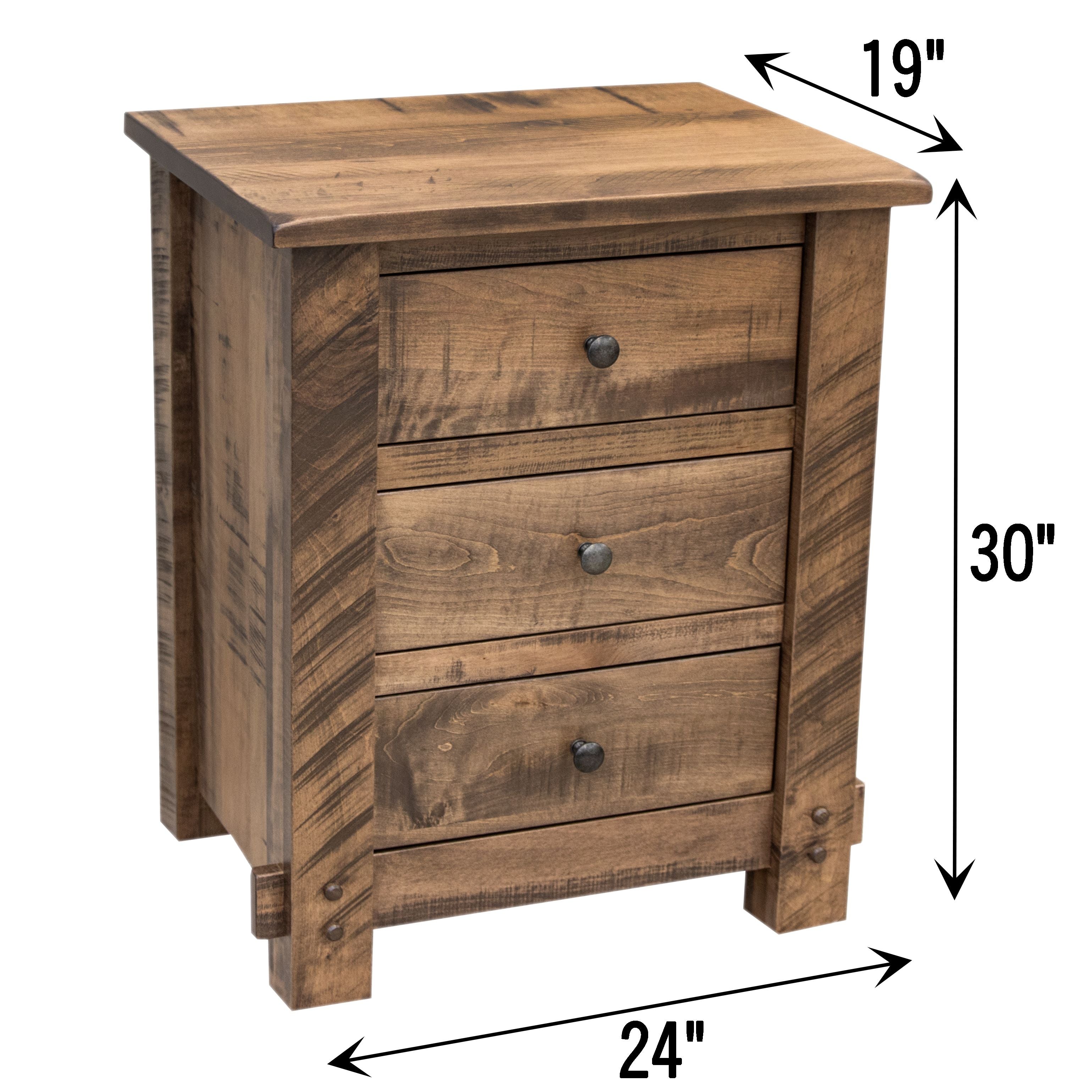 DCF Roughsawn 3-Drawer Nightstand