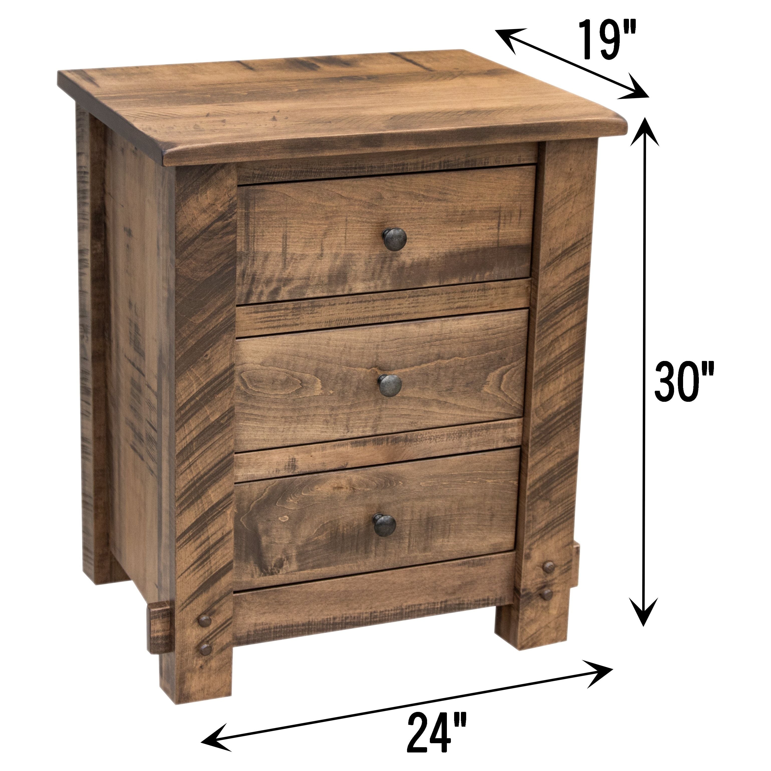 DCF Roughsawn 3-Drawer Nightstand