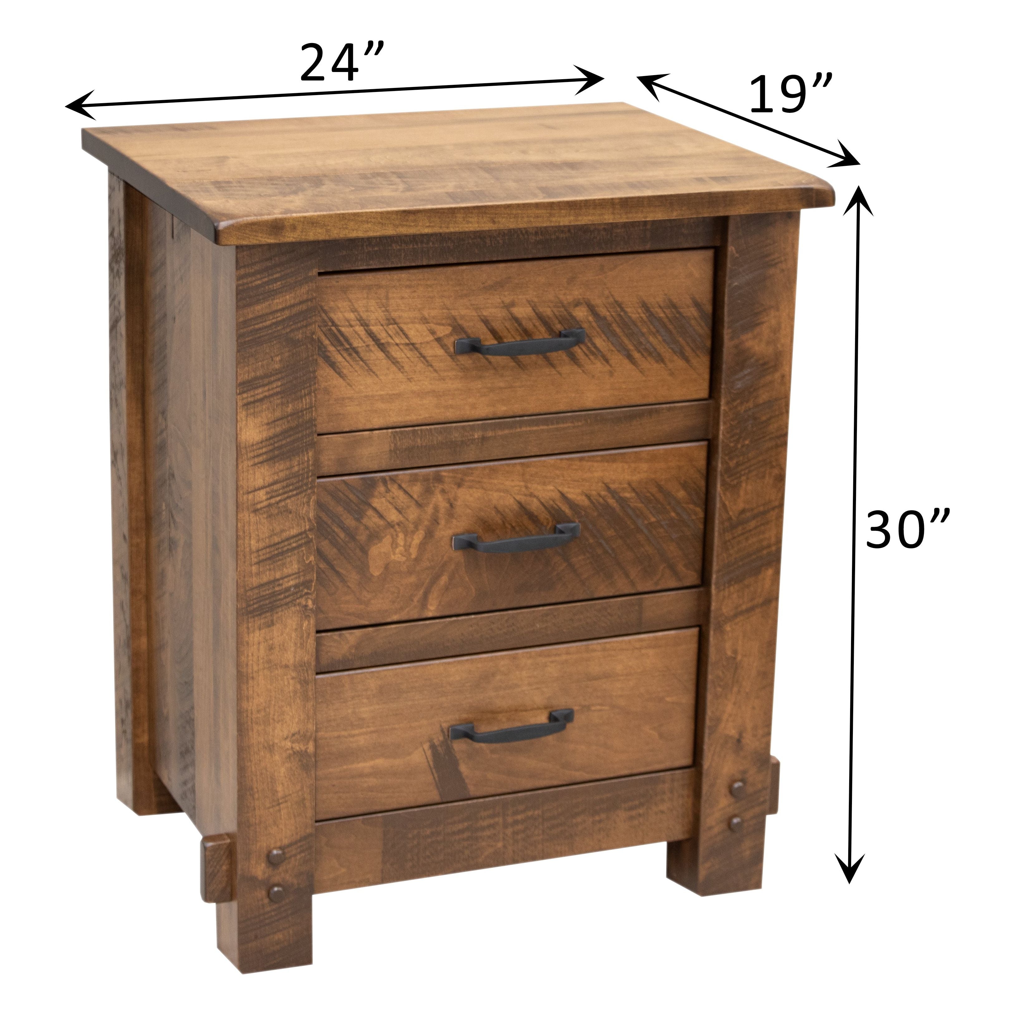 DCF Roughsawn 3-Drawer Nightstand