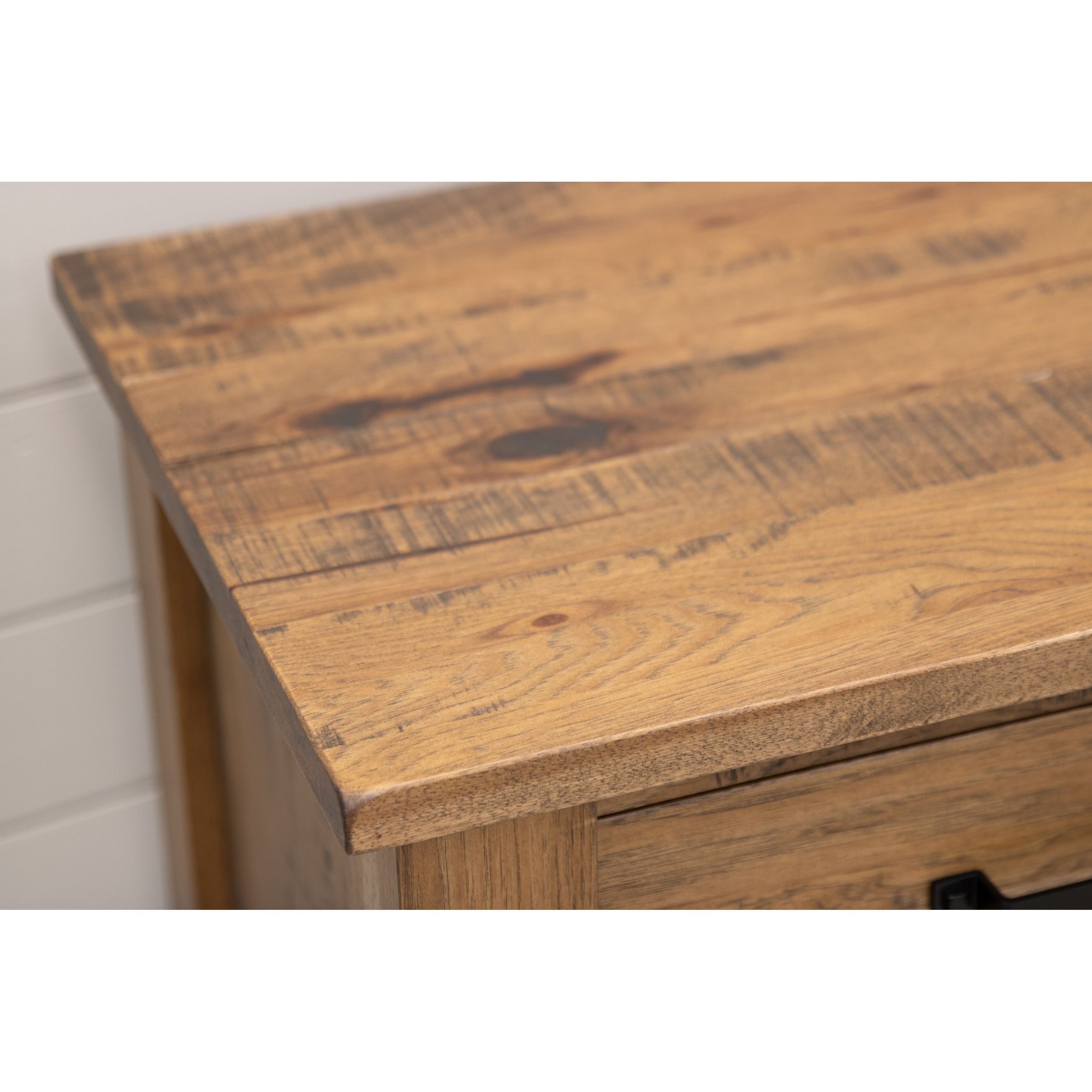 DCF Roughsawn Hickory Wood 3-Drawer Nightstand | CO