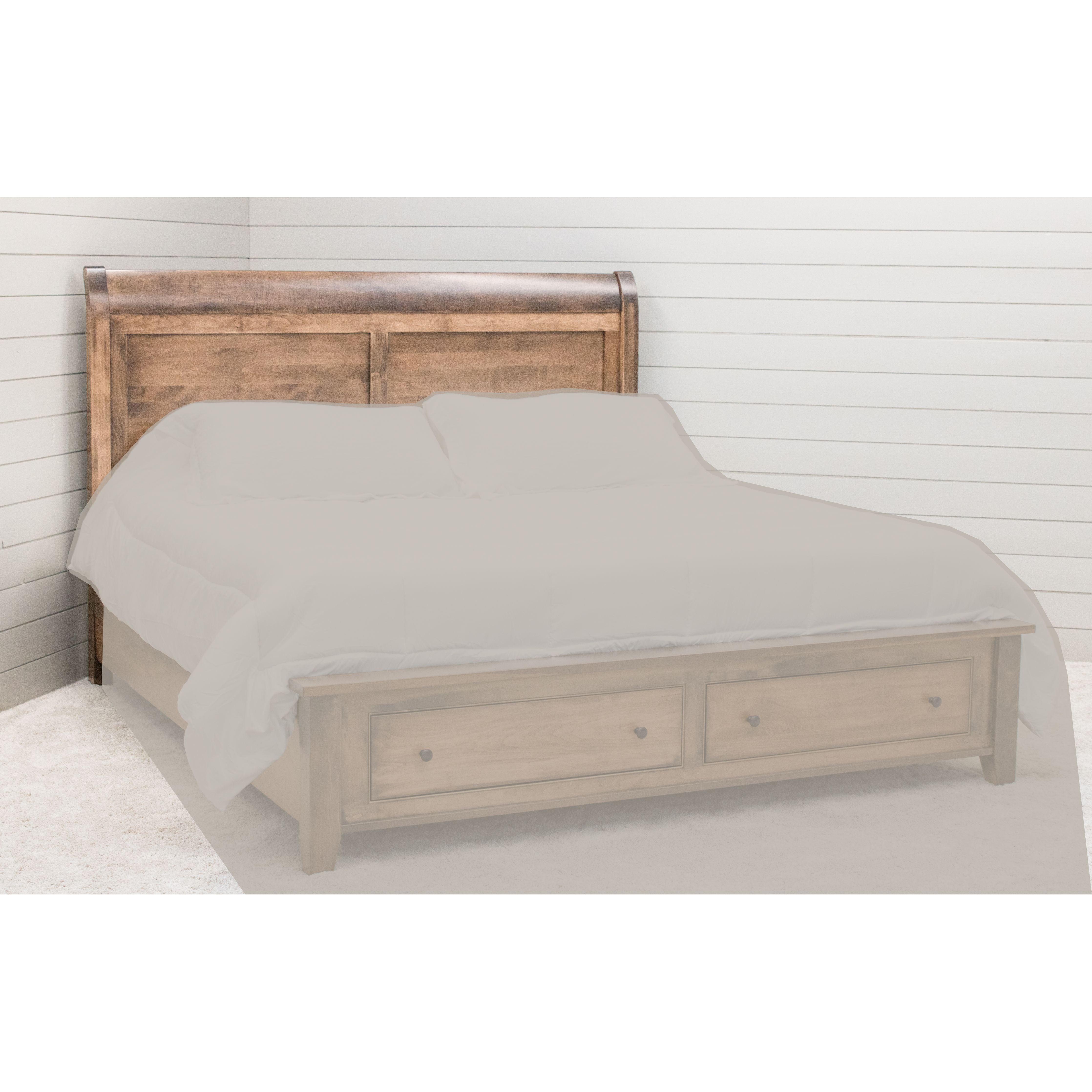 Denali Avondale Sleigh King Maple Wood Storage Platform Bed | WB