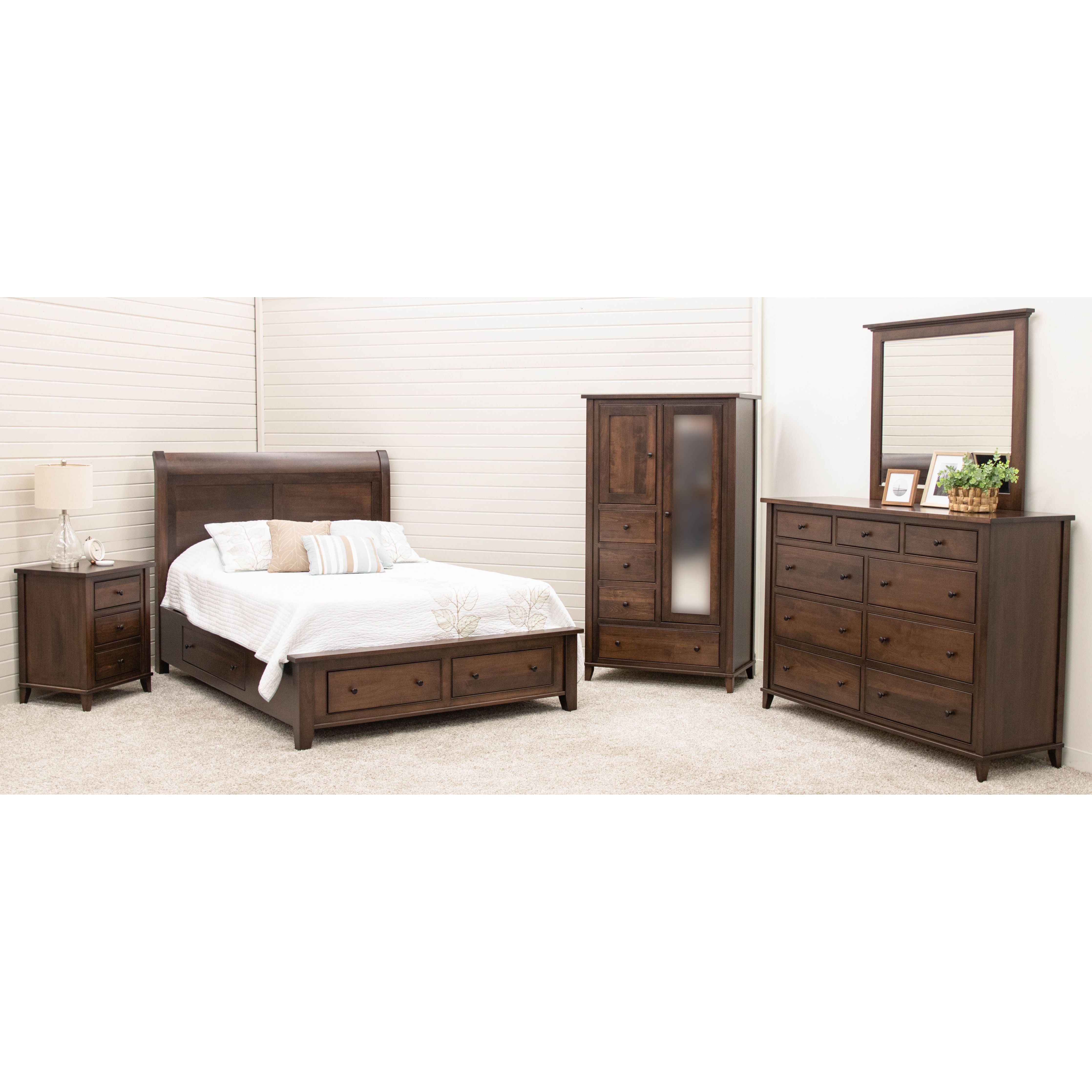 Denali Avondale Sleigh Queen Maple Wood Storage Platform Bed | BV