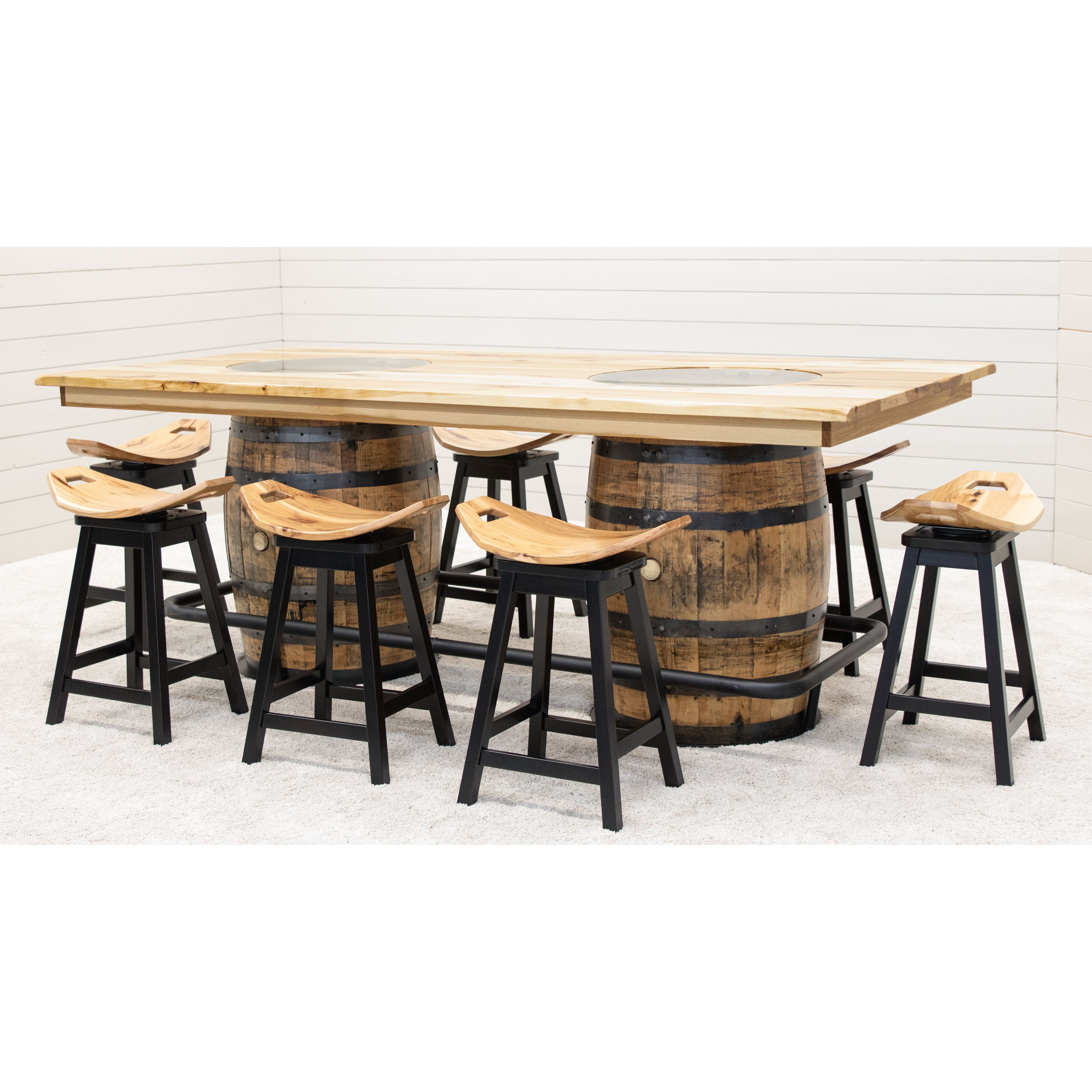 Mission 24" Saddle Black & Wood Swivel Bar Stool | M-EB&RH-NAT