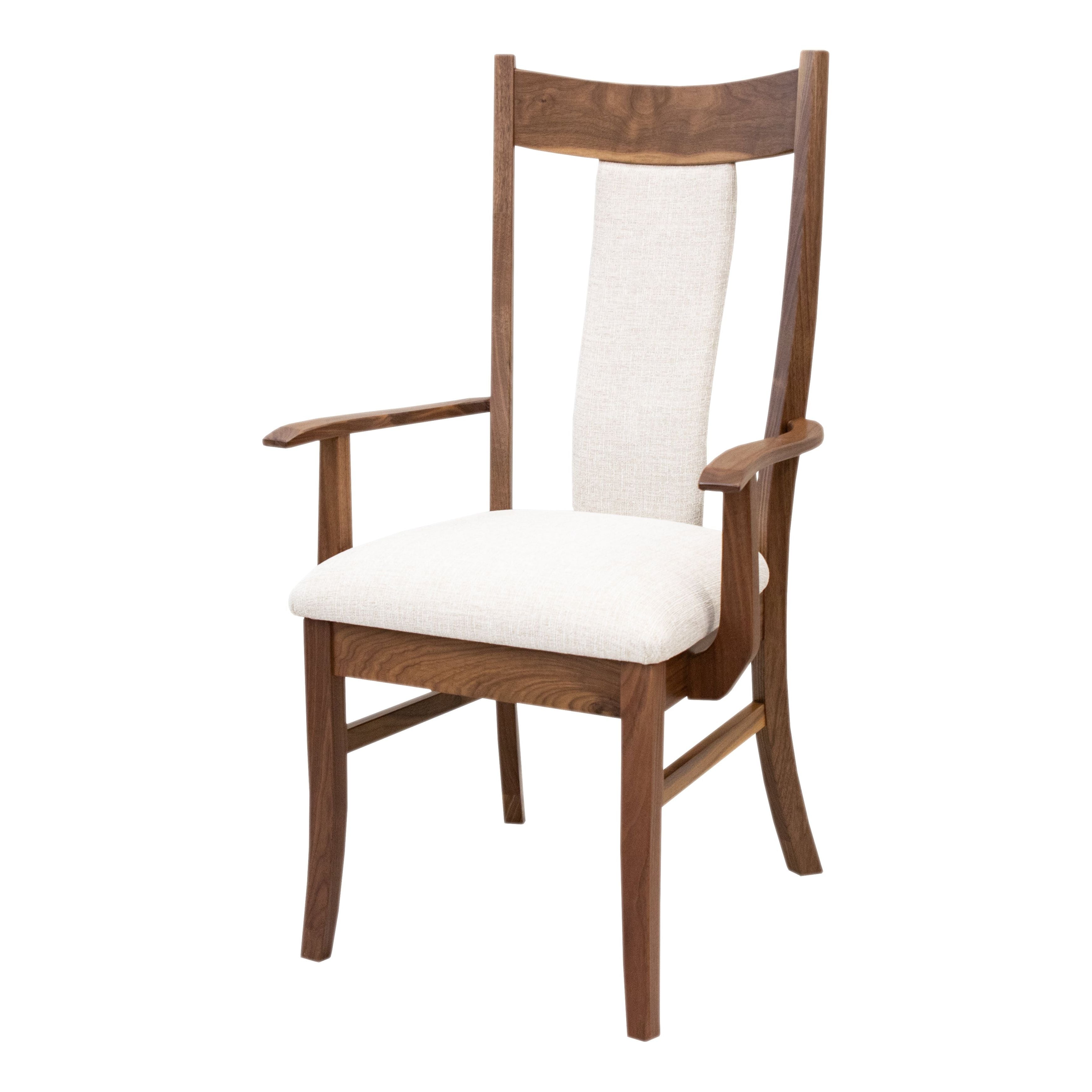 Eagle Walnut Wood Arm Dining Chair with Fabric Back & Seat | NAT