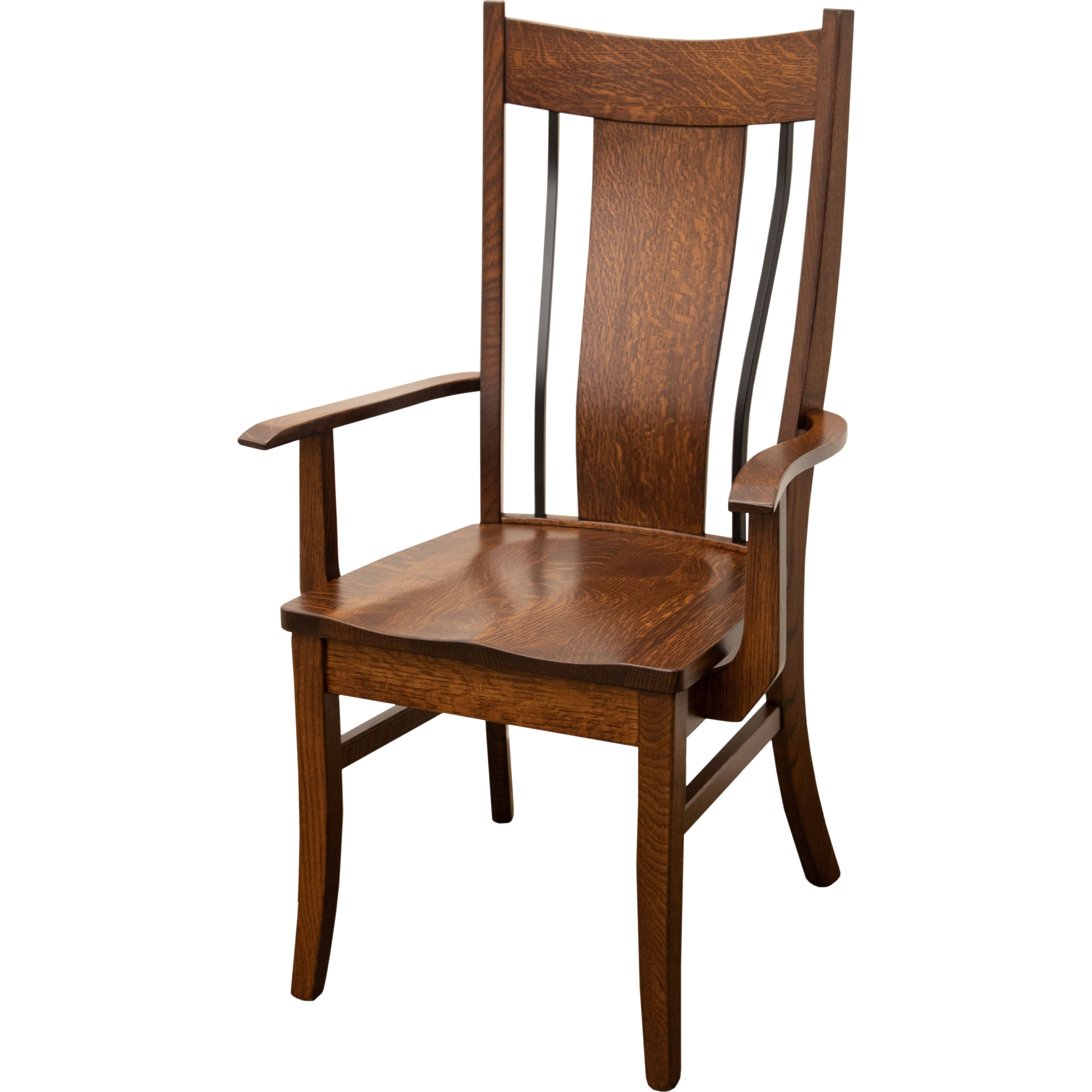 Eagle Rustic Quarter Sawn White Oak Wood Arm Dining Chair | GB