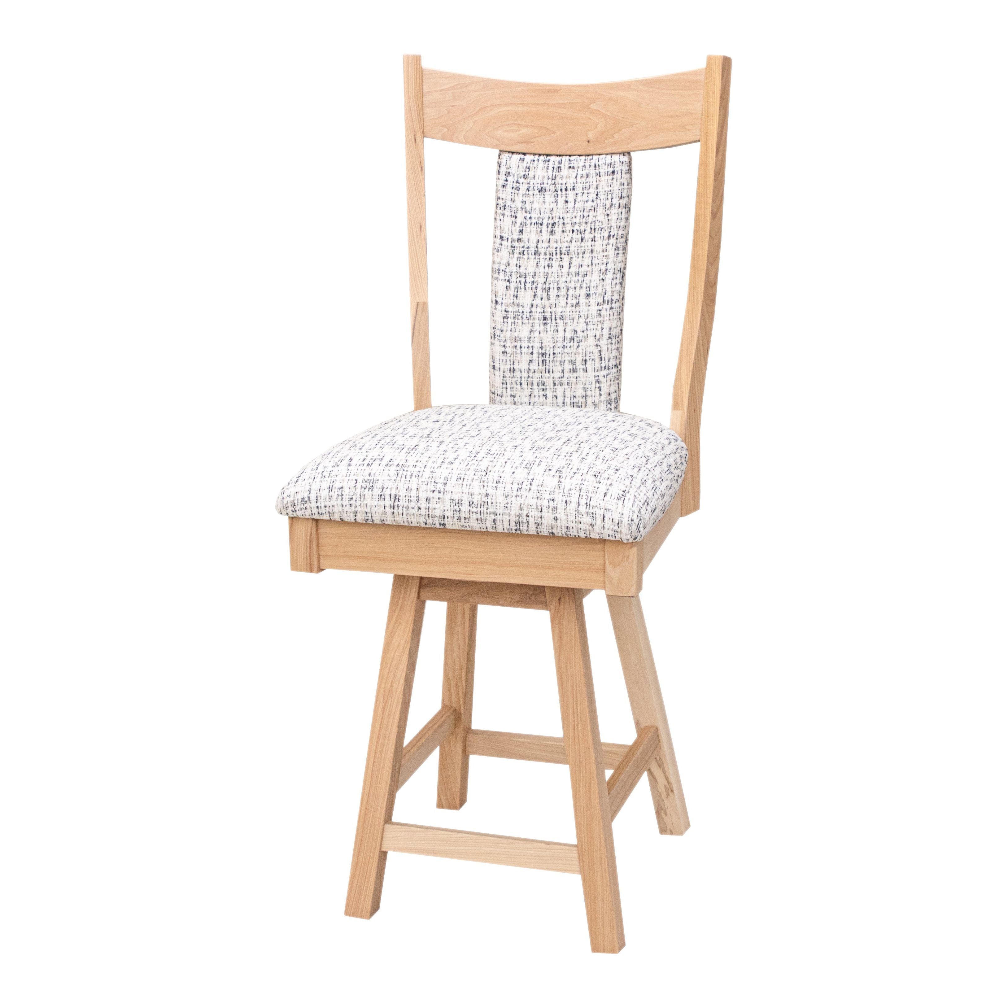 Eagle 24" Hickory Wood Swivel Bar Chair with Fabric Back & Seat | SW