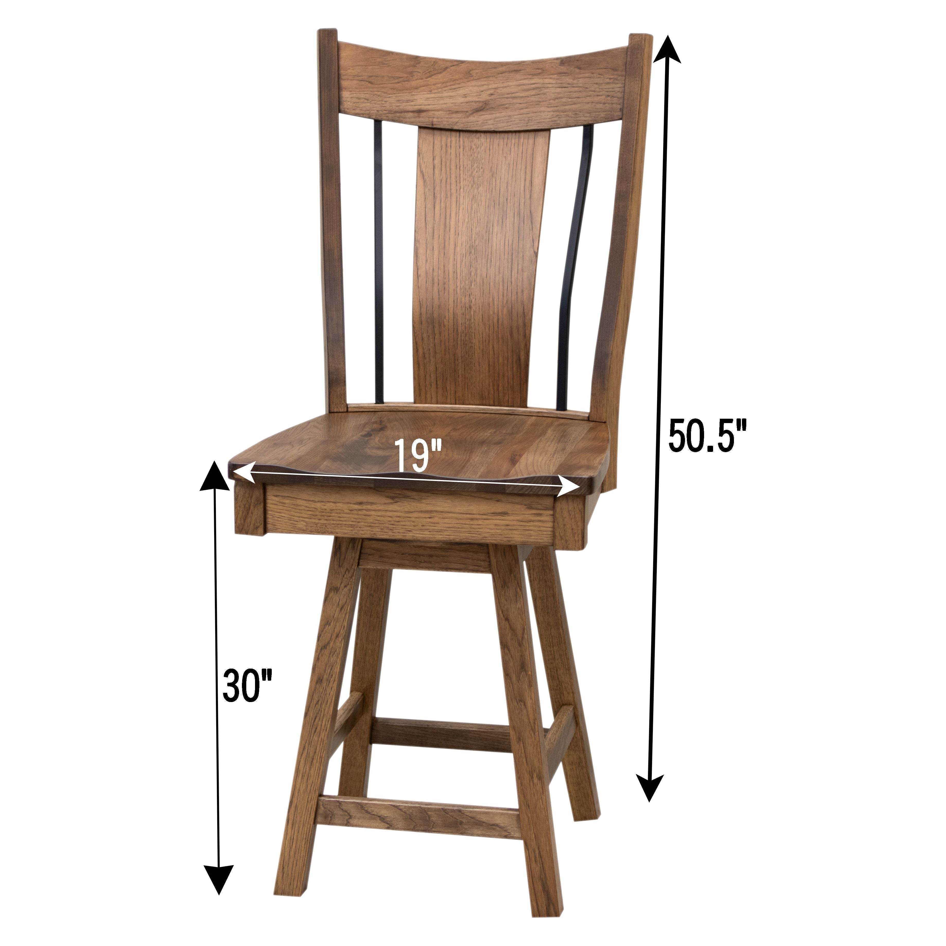 Eagle 24" Hickory Wood Swivel Bar Stool | WB