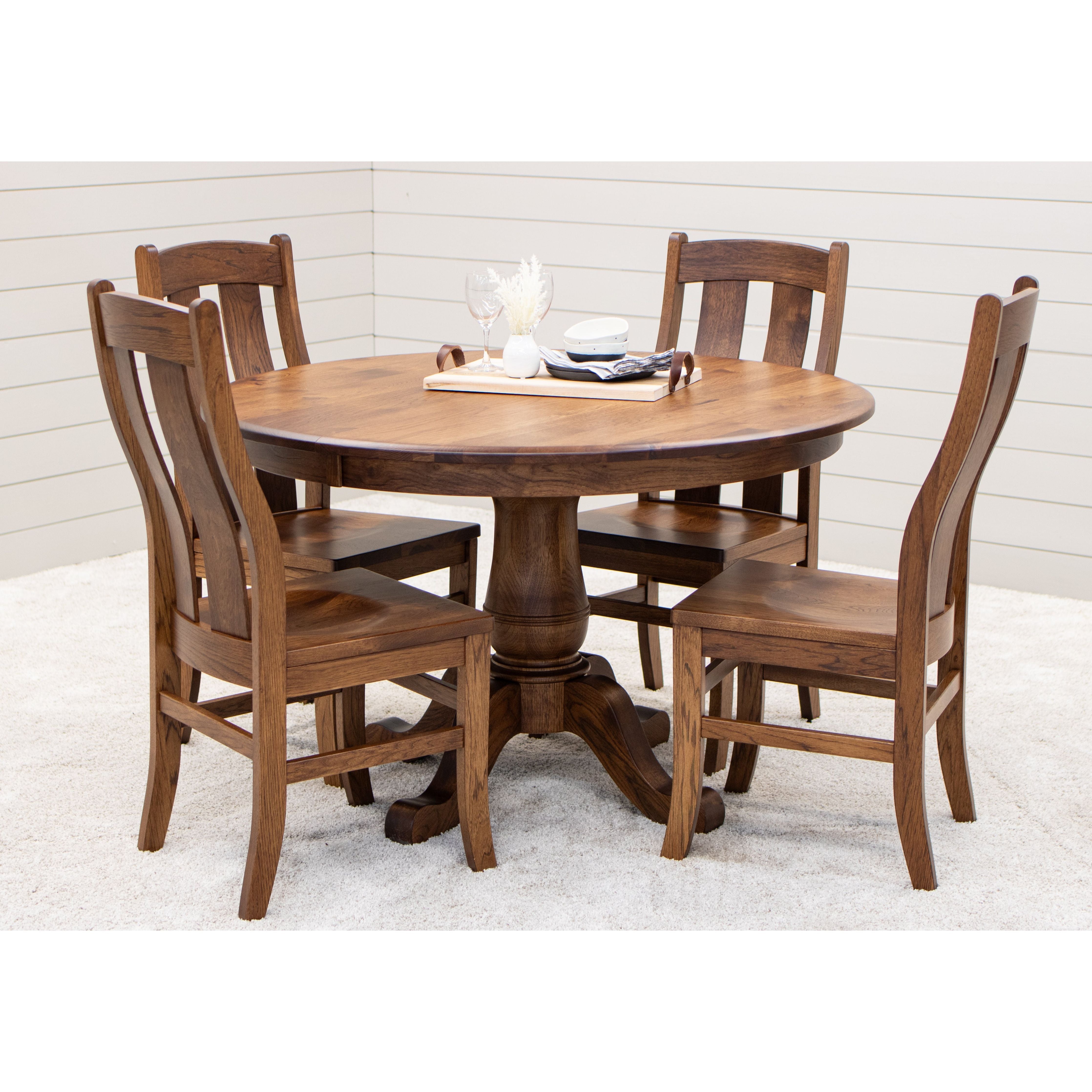 Ellington Round Hickory Wood Extending Dining Table | ASB