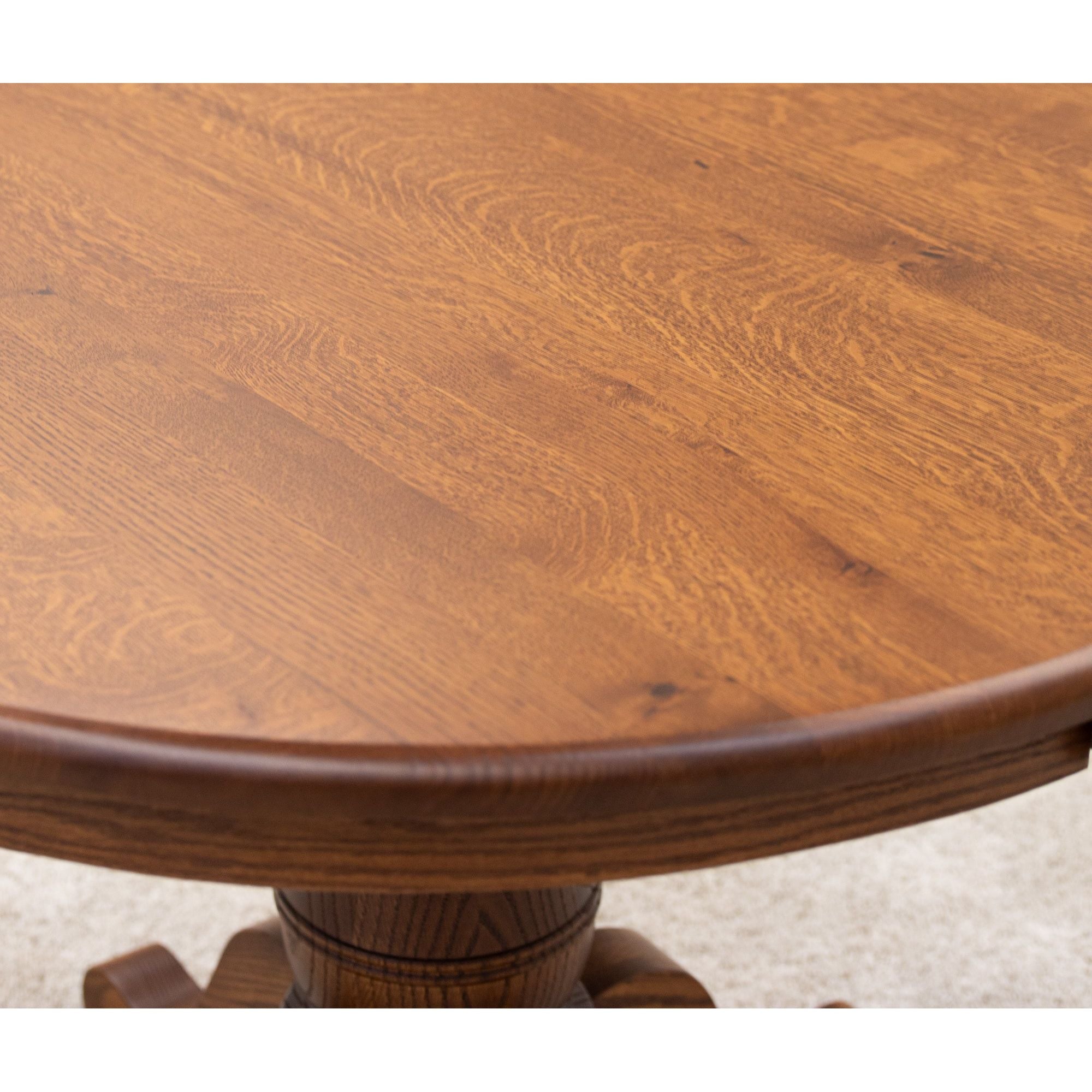 Ellington Round Quarter Sawn White Oak Wood Extending Dining Table | MC