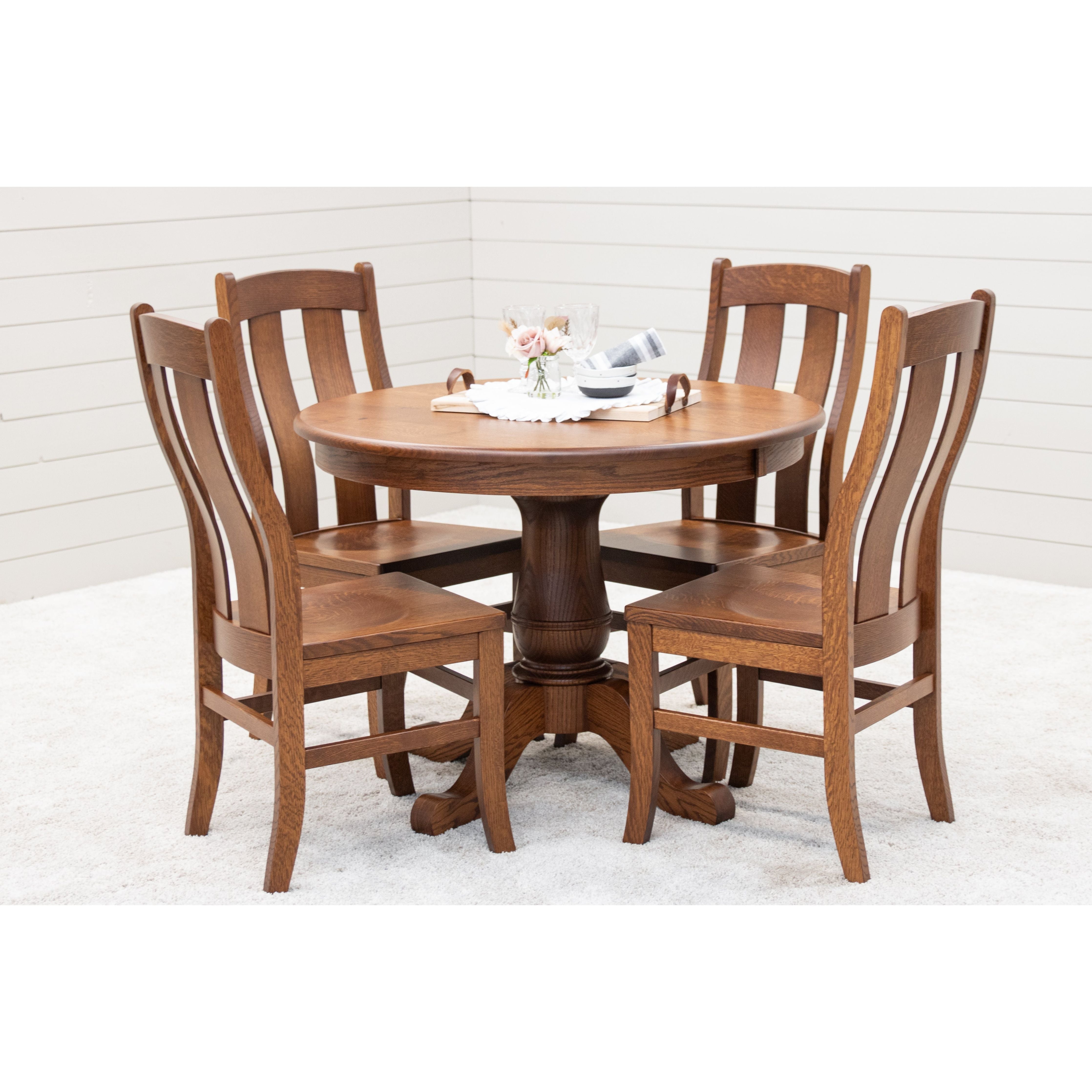 Ellington Round Quarter Sawn White Oak Wood Extending Dining Table | MC