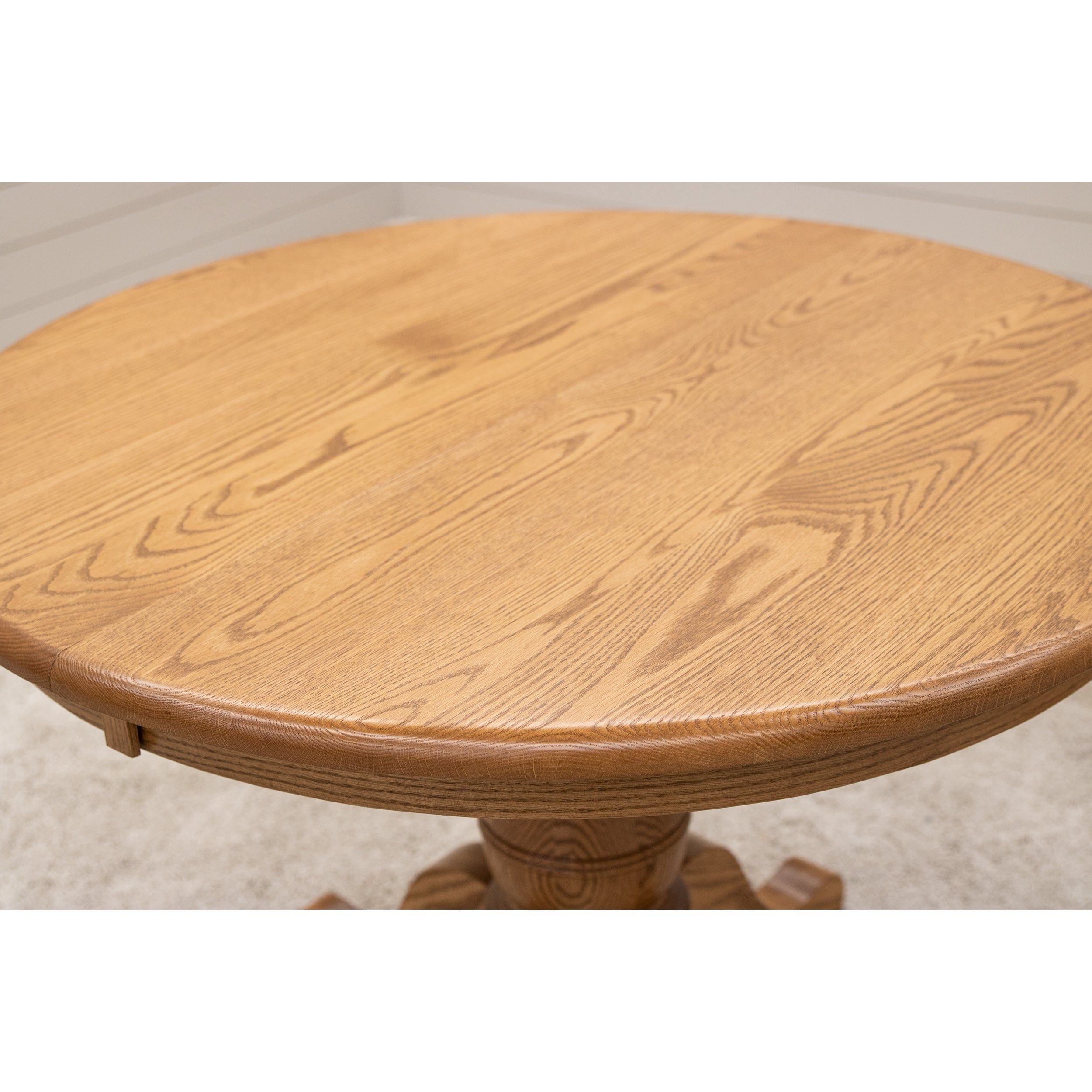 Ellington Round Amish Oak Dining Table Set for 4