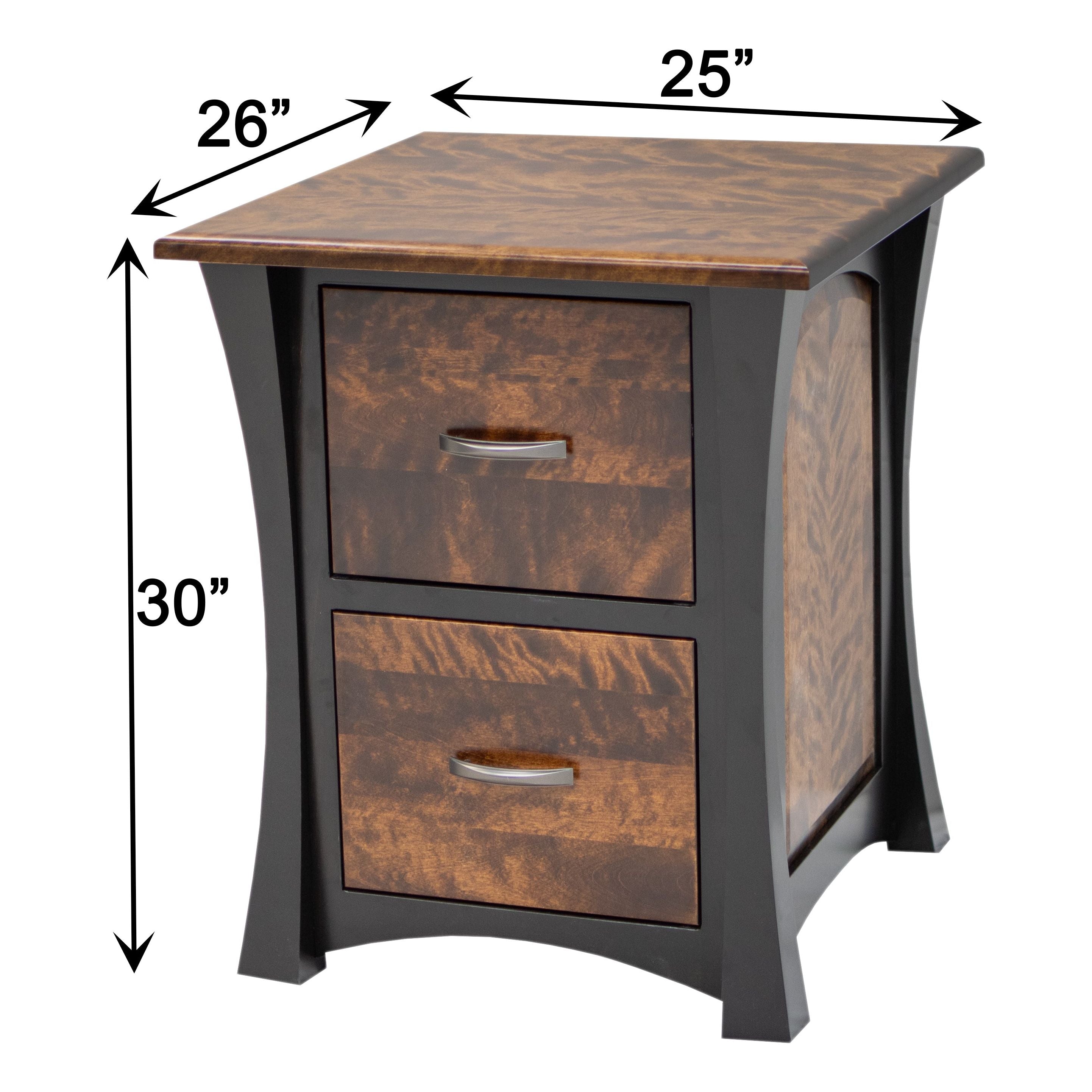 Brooklyn Black & Wood 2-Drawer File Cabinet with Panels | M-EB&BIR-ASB