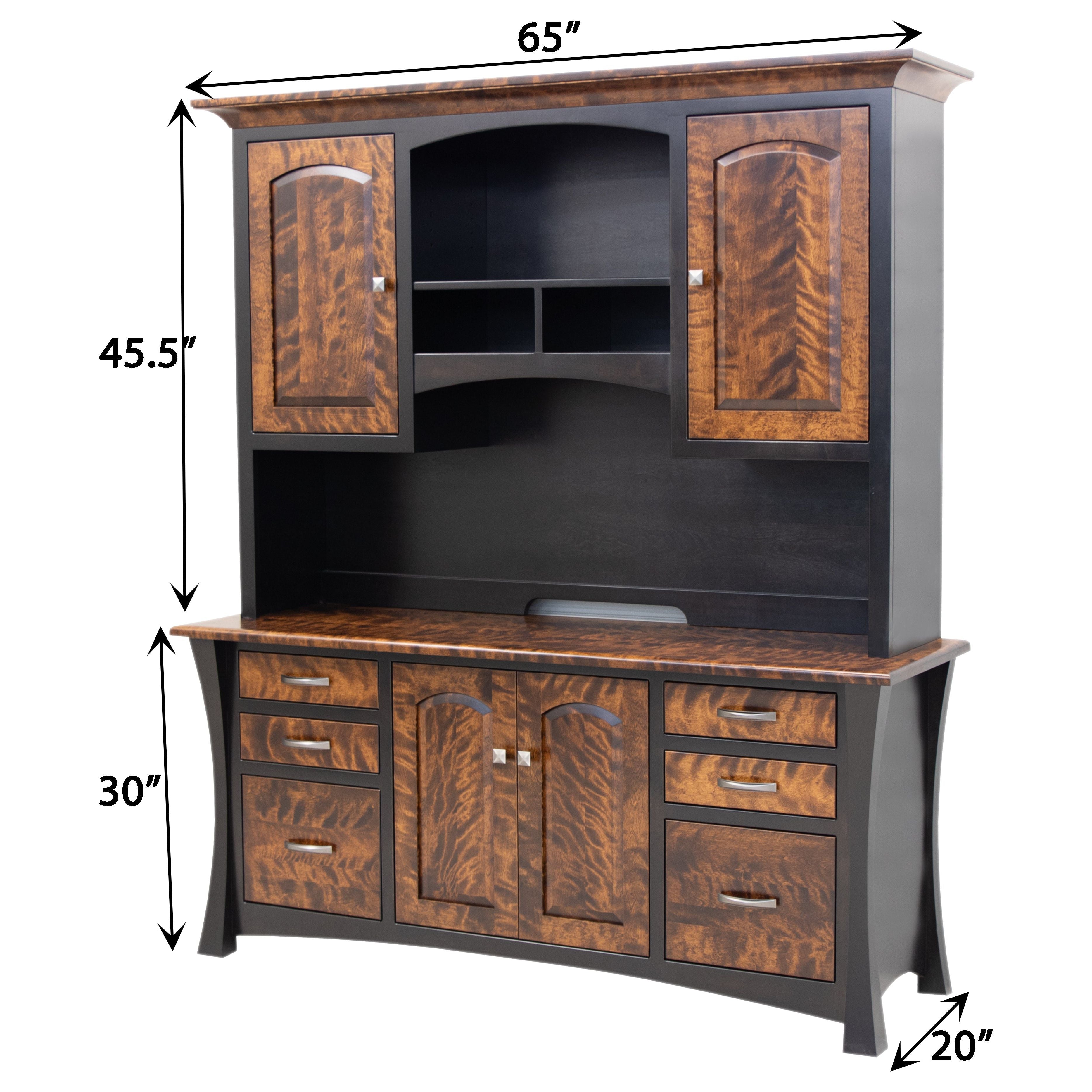 Brooklyn Black & Wood Office Credenza with Hutch Top | M-EB&BIR-ASB