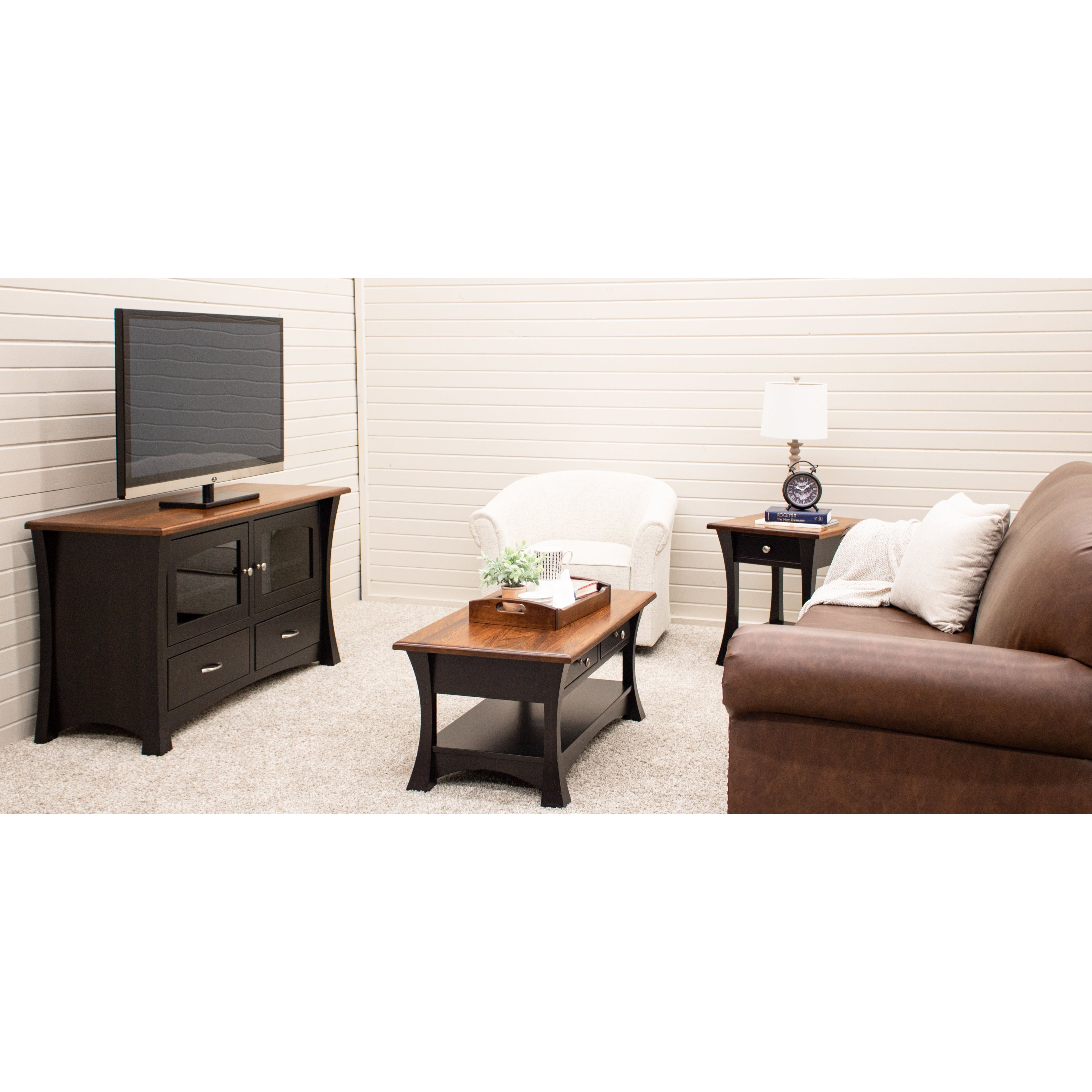 Brooklyn Black & Wood Rectangle Open Coffee Table | M-EB&E-MC