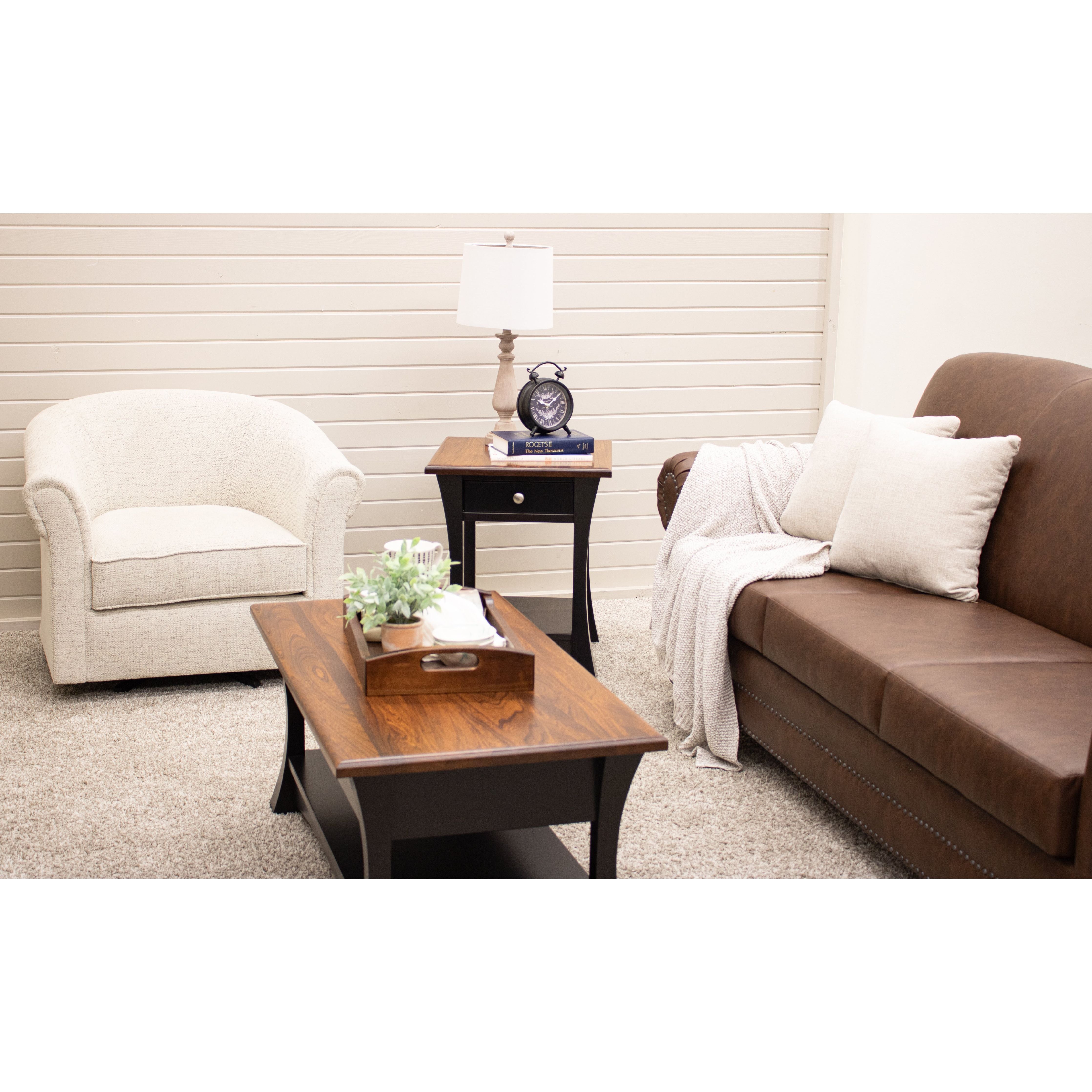 Brooklyn Black & Wood Small Rectangle Open End Table | M-EB&E-MC