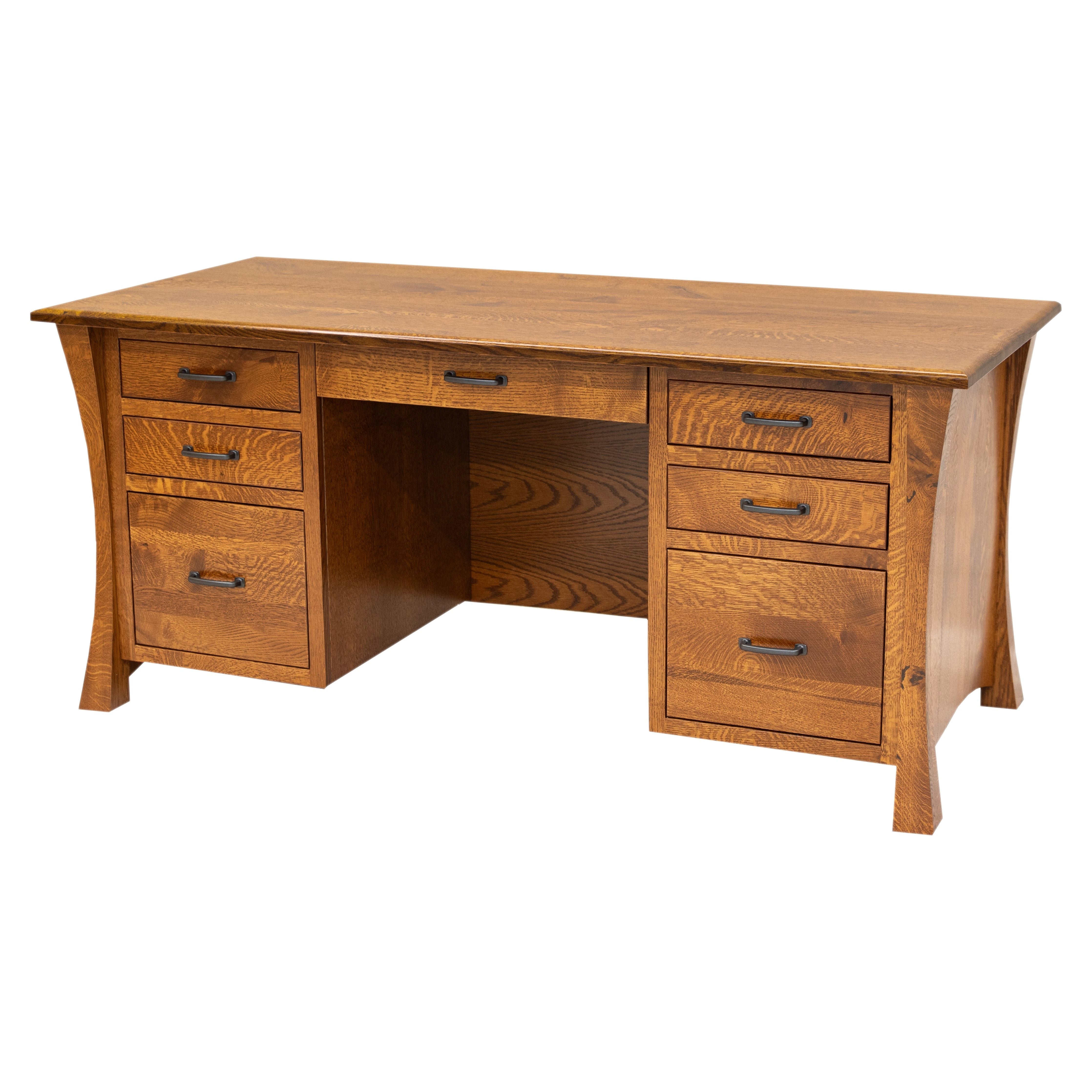 Brooklyn Quarter Sawn White Oak Wood Executive Desk | MC