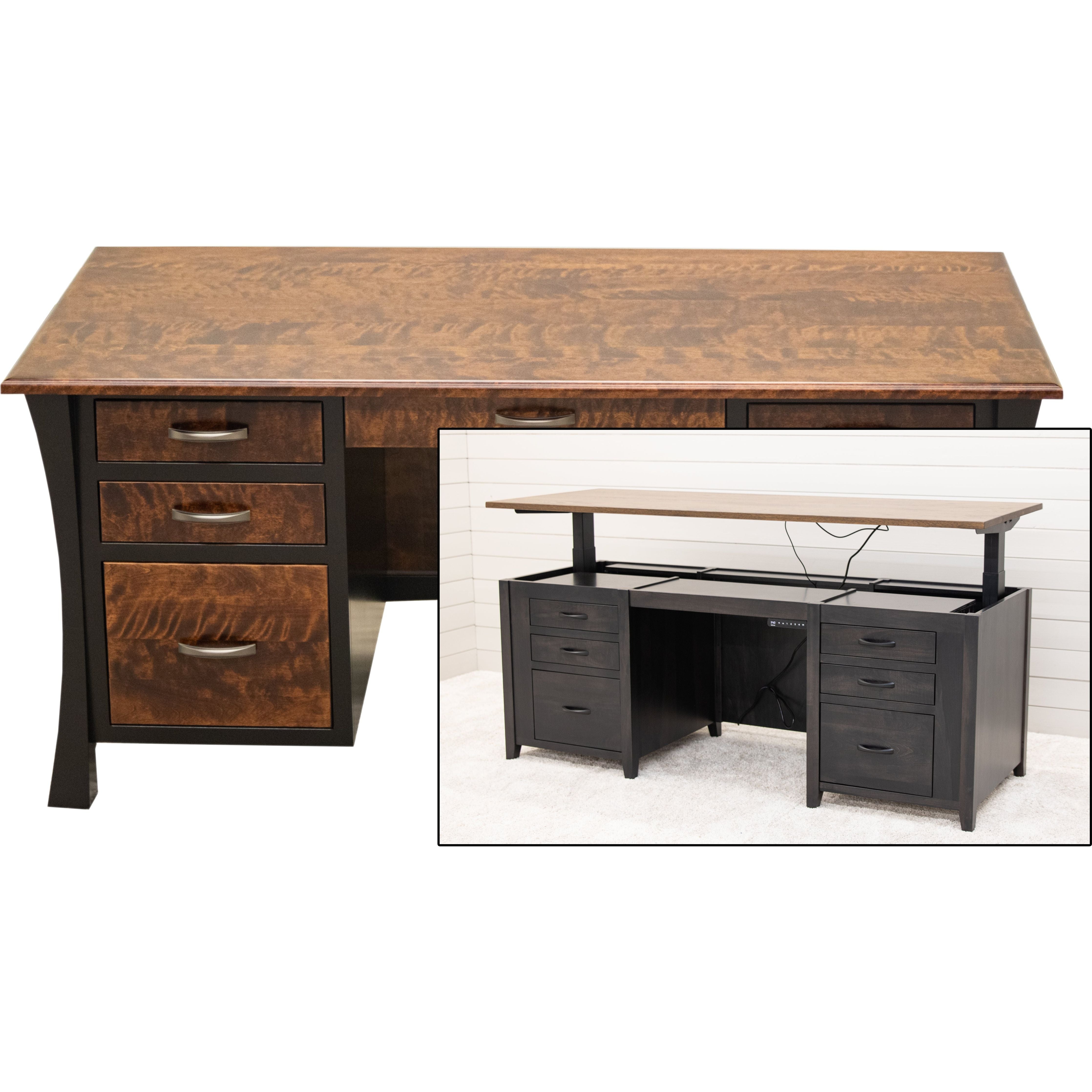 Brooklyn Black & Wood Executive Desk with Panels | M-EB&BIR-ASB