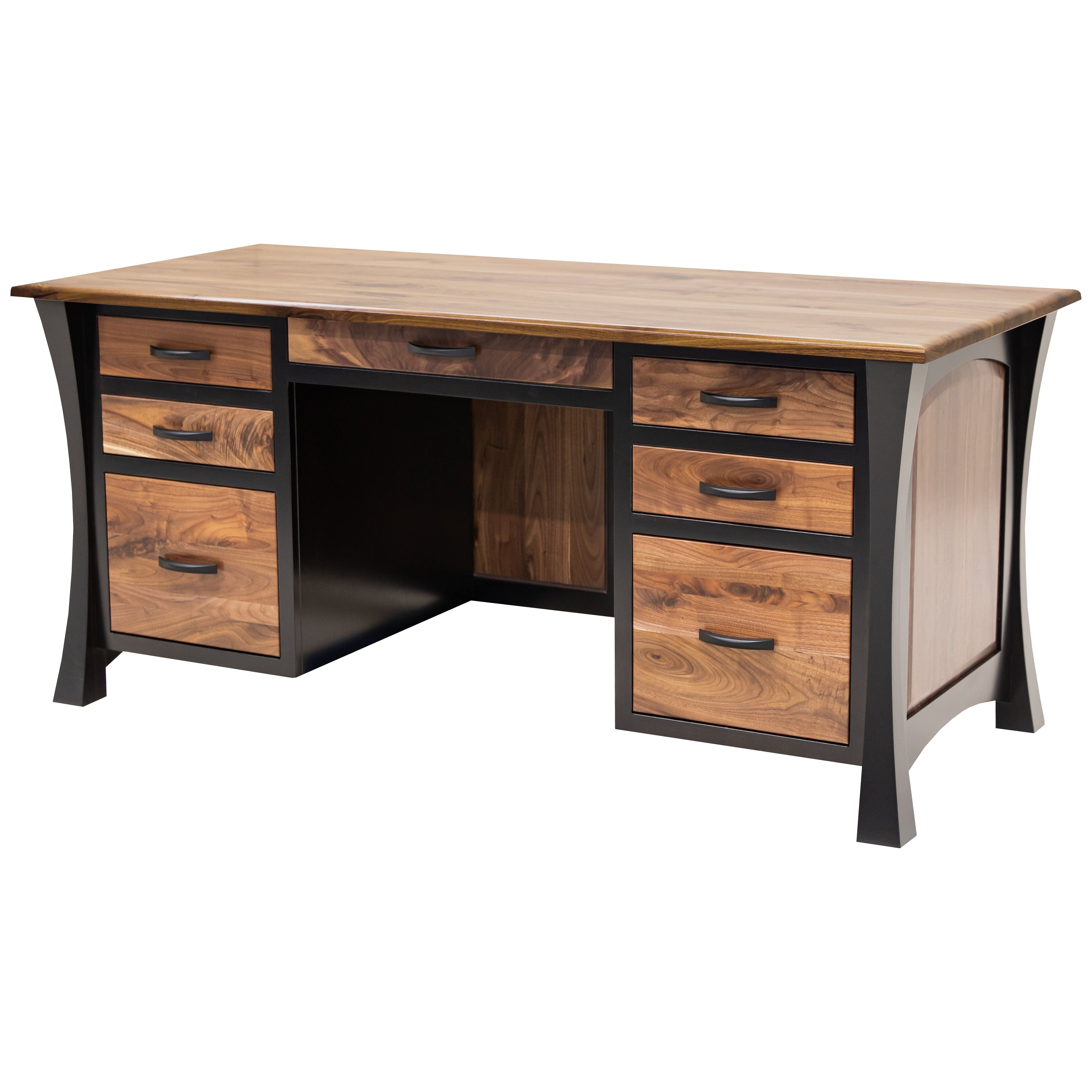 Brooklyn Black & Wood Executive Desk with Panels | M-EB&BIR-ASB