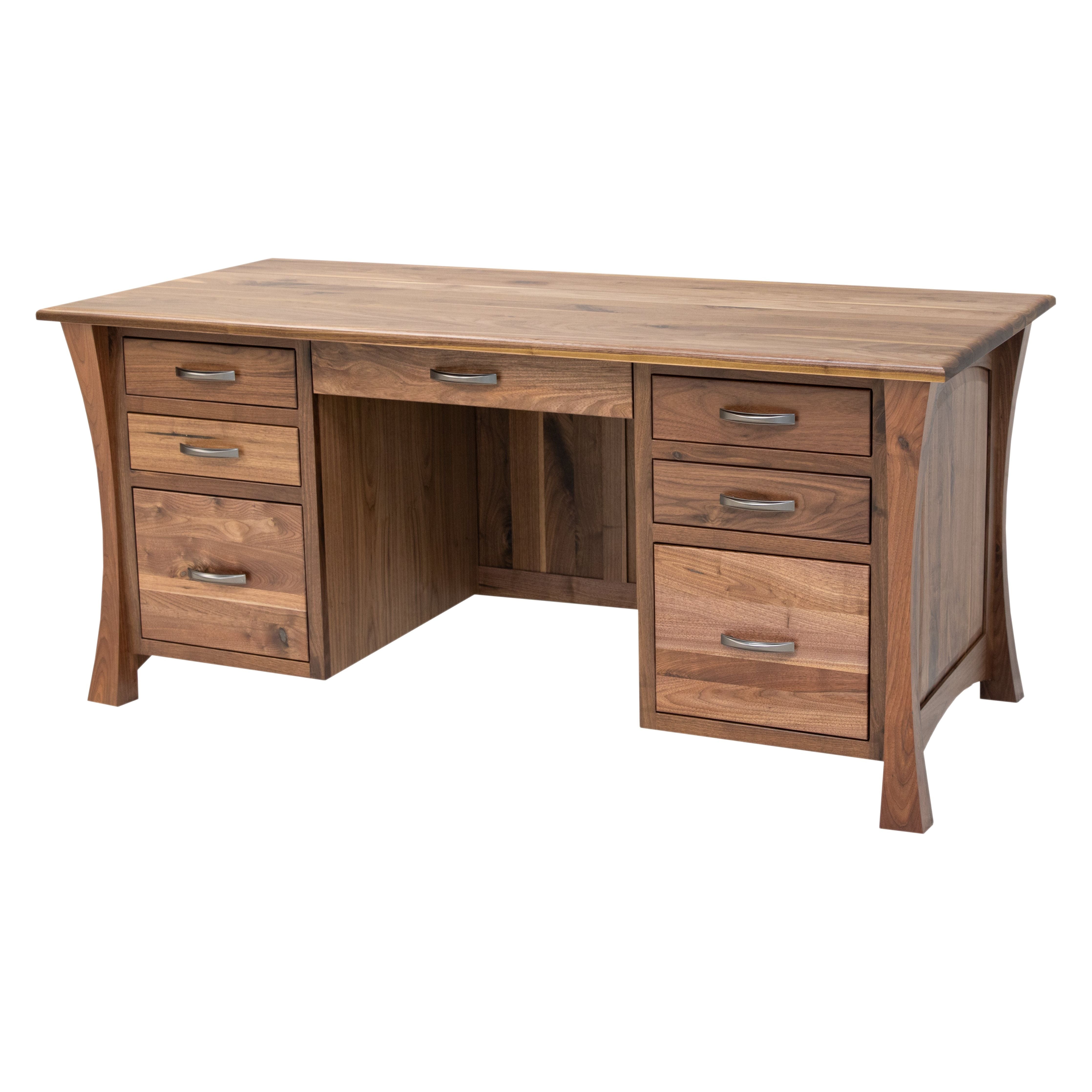 Brooklyn Black & Wood Executive Desk with Panels | M-EB&BIR-ASB
