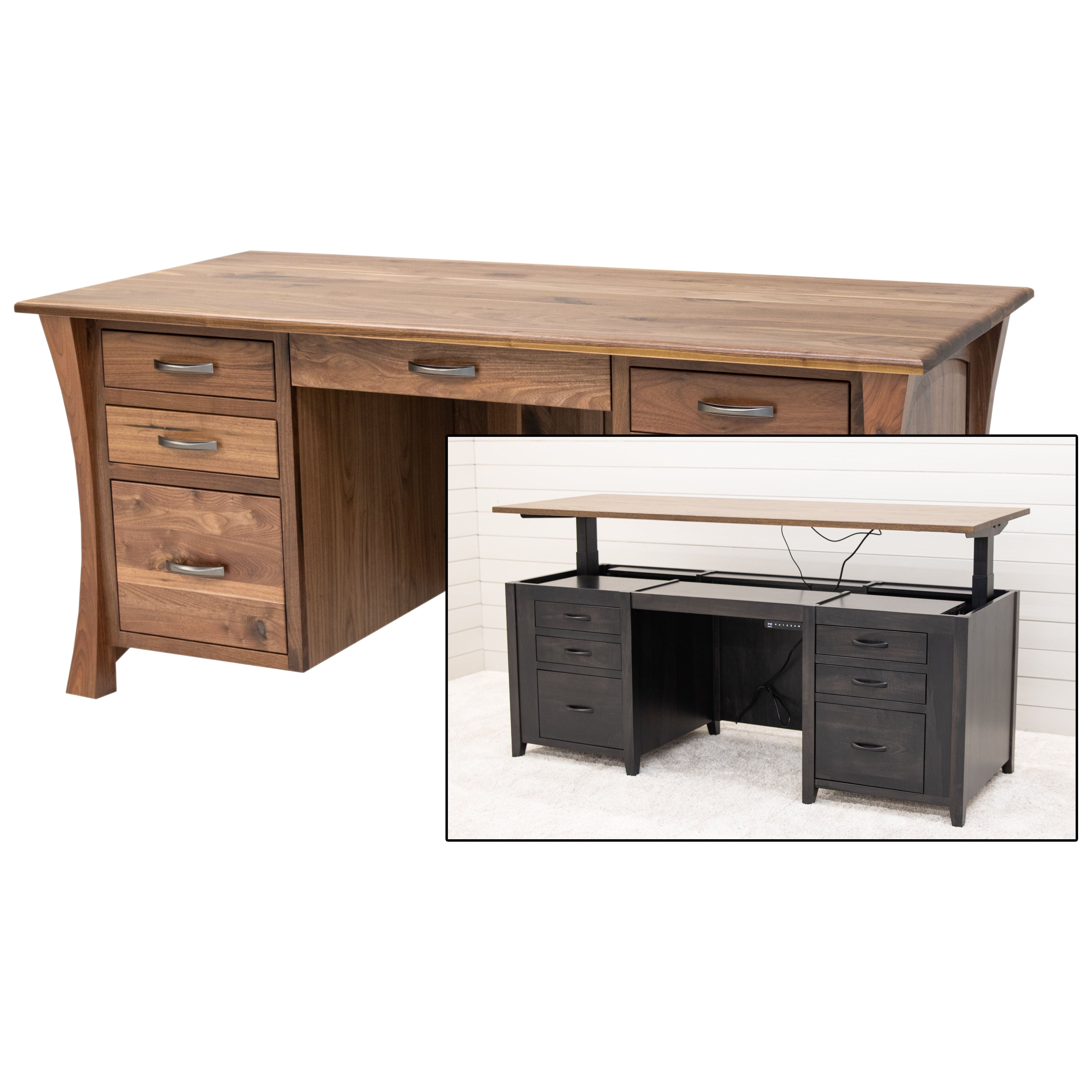 Brooklyn Black & Wood Executive Desk with Panels | M-EB&BIR-ASB