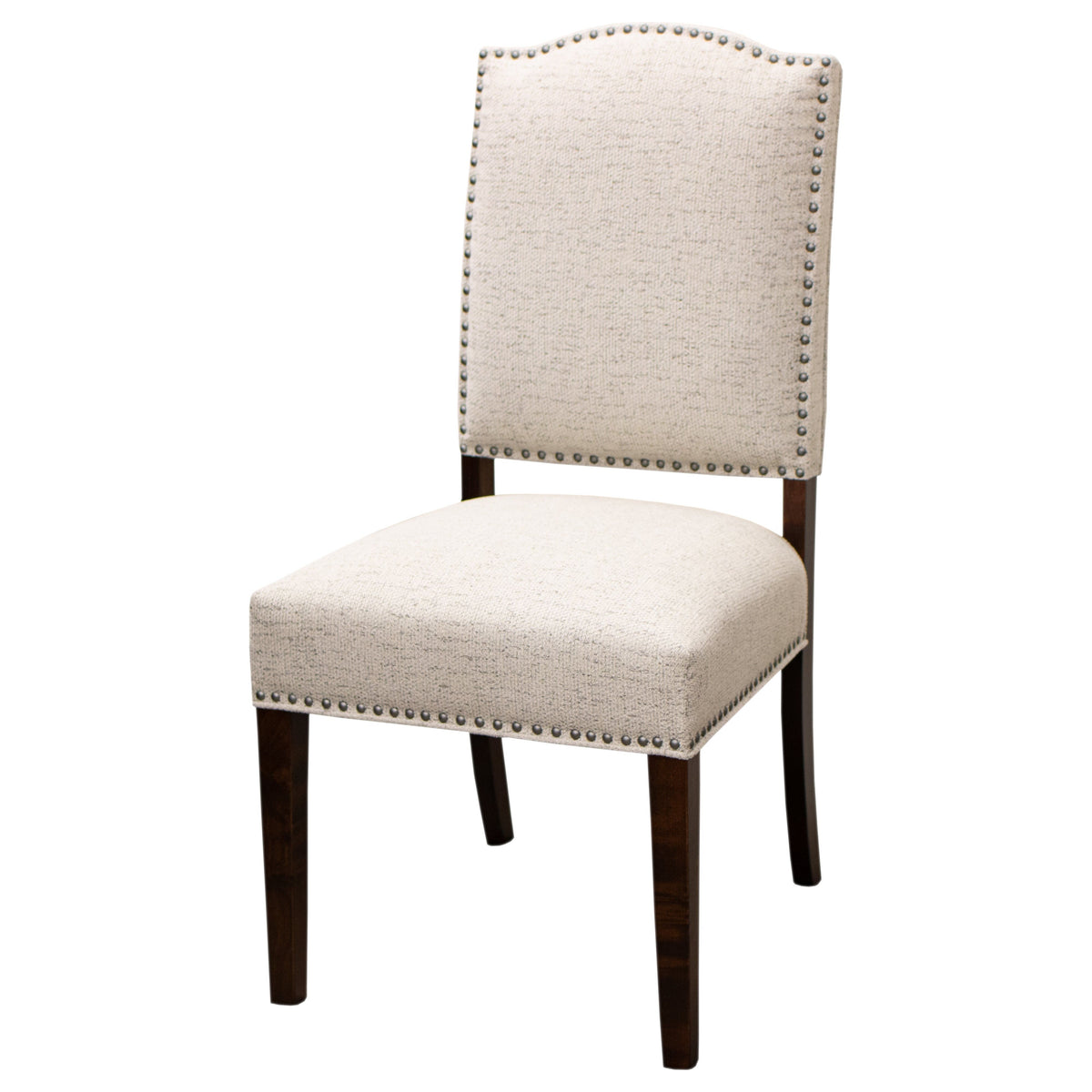 Emerson Beige Upholstered Side Dining Chair with Wood Legs