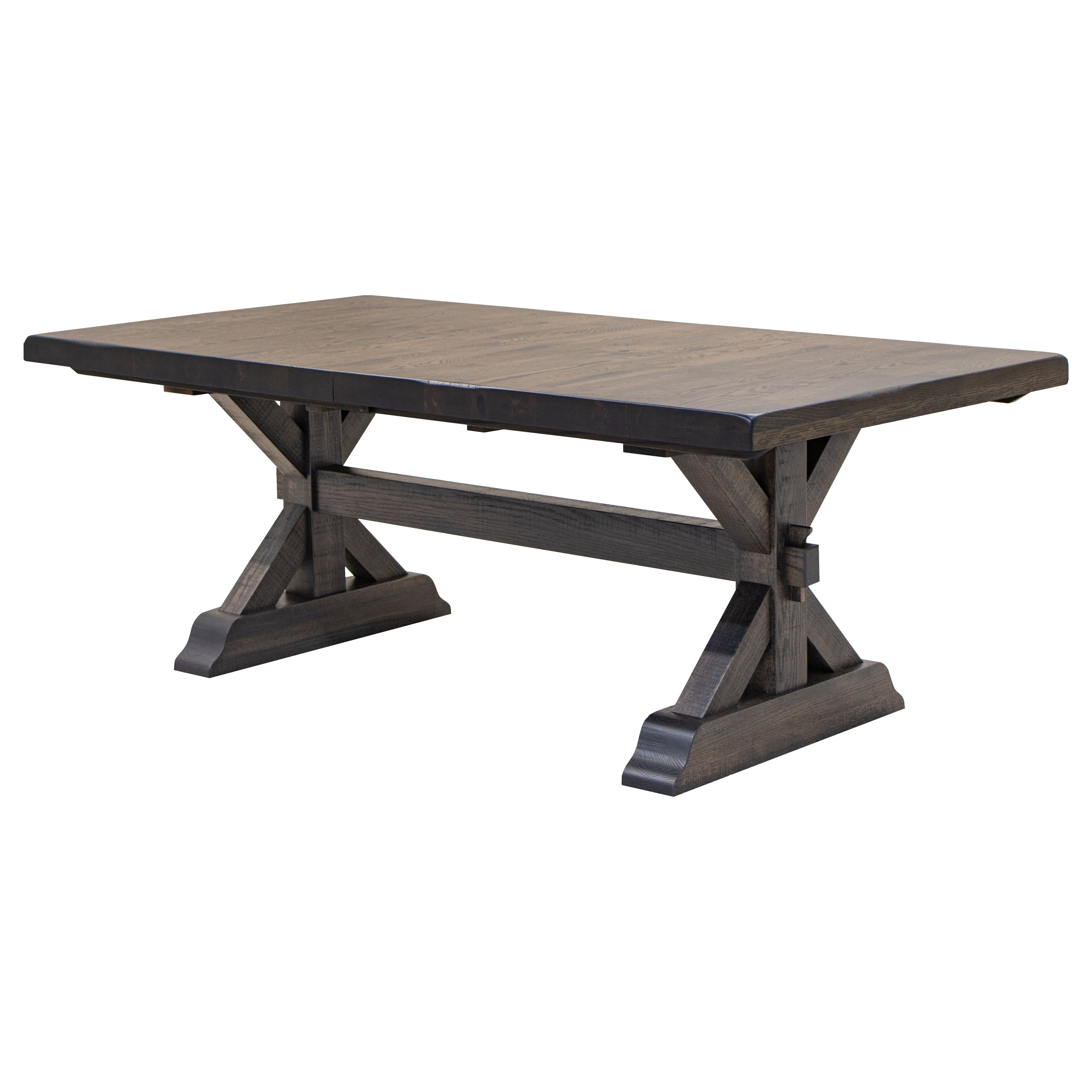 Farmhouse Trestle White Oak Dining Set with Leaf for 6-10