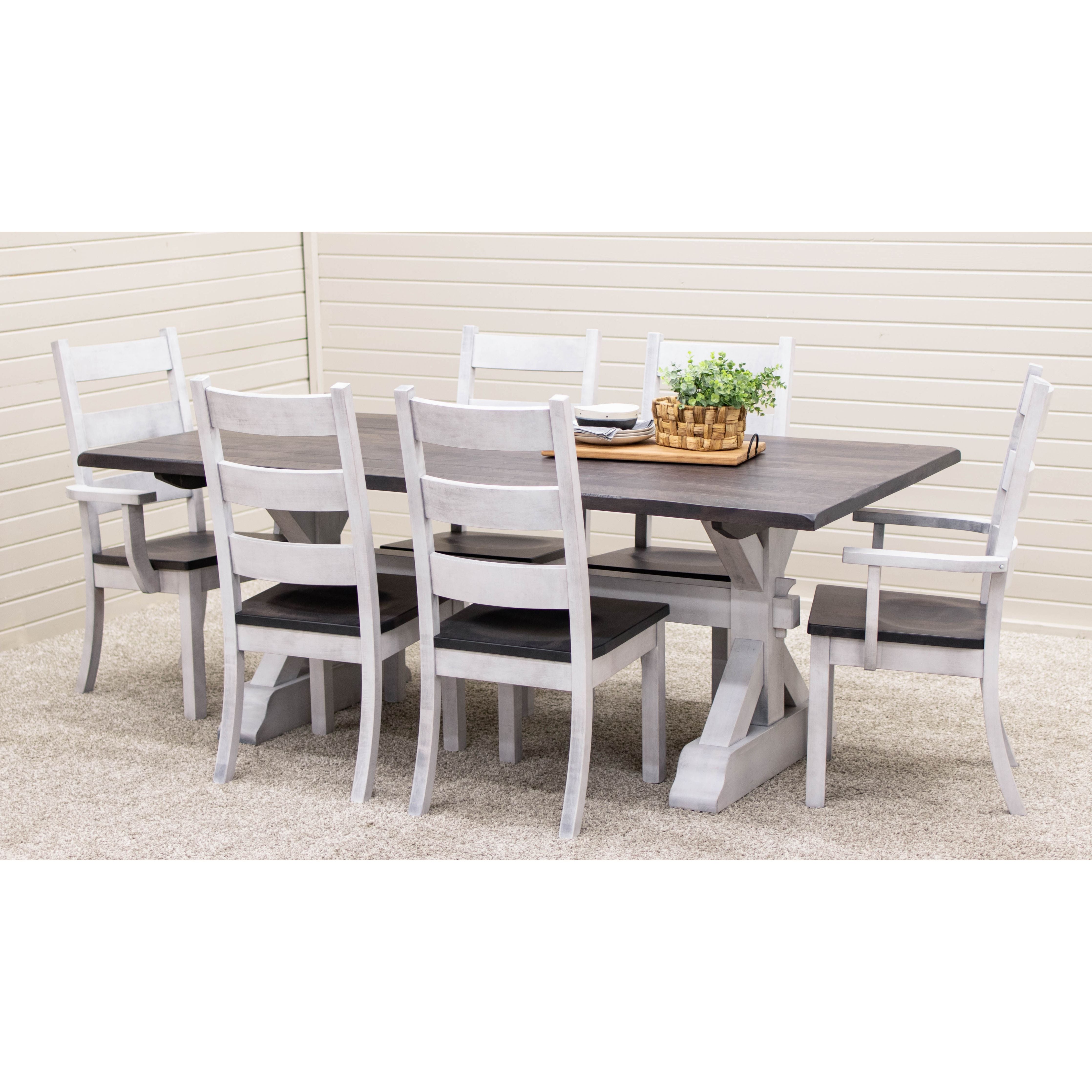 Western High Back White & Wood Arm Dining Chair | M-AV&GS