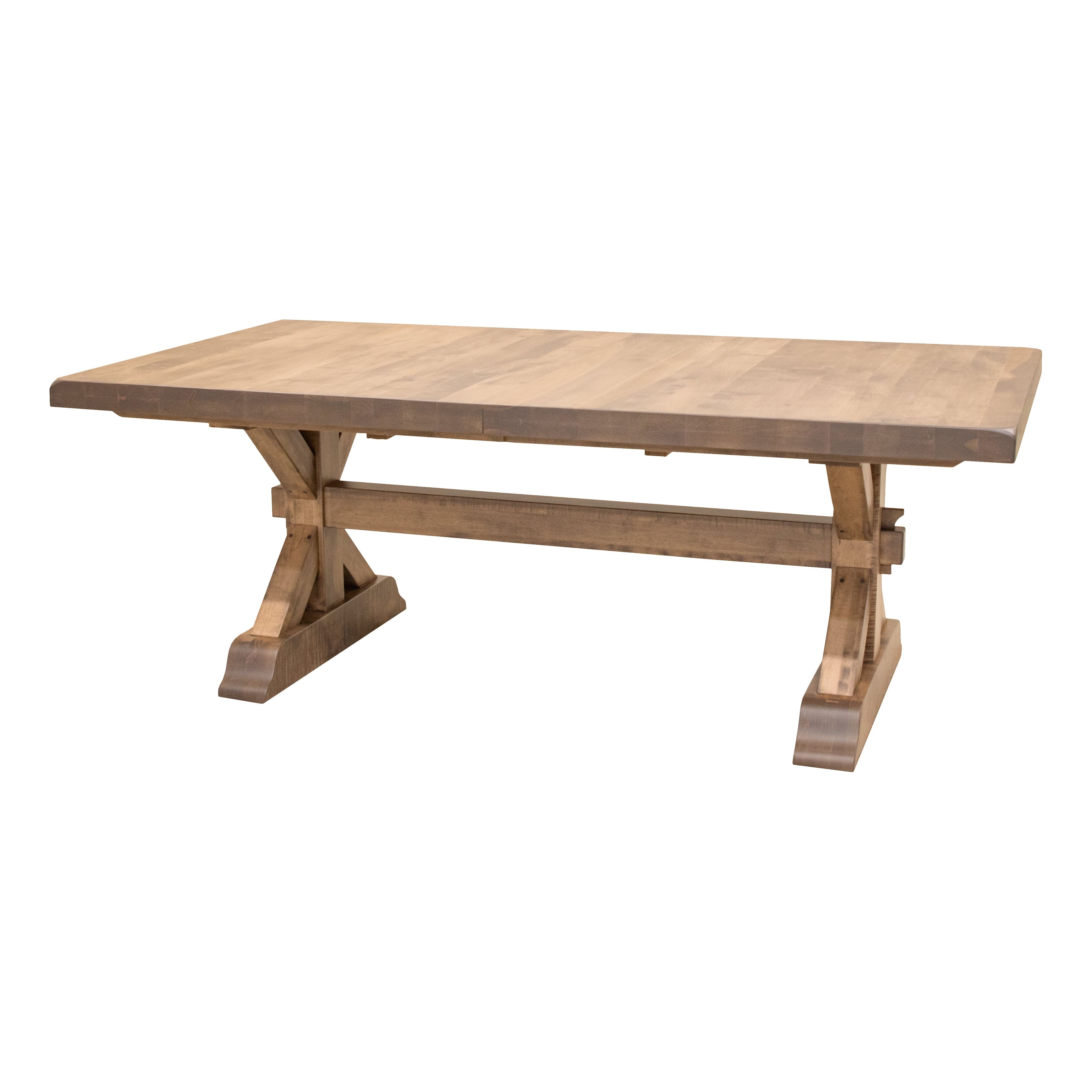 Farmhouse Trestle Maple Wood Extending Dining Table with Built-Down Top | WB