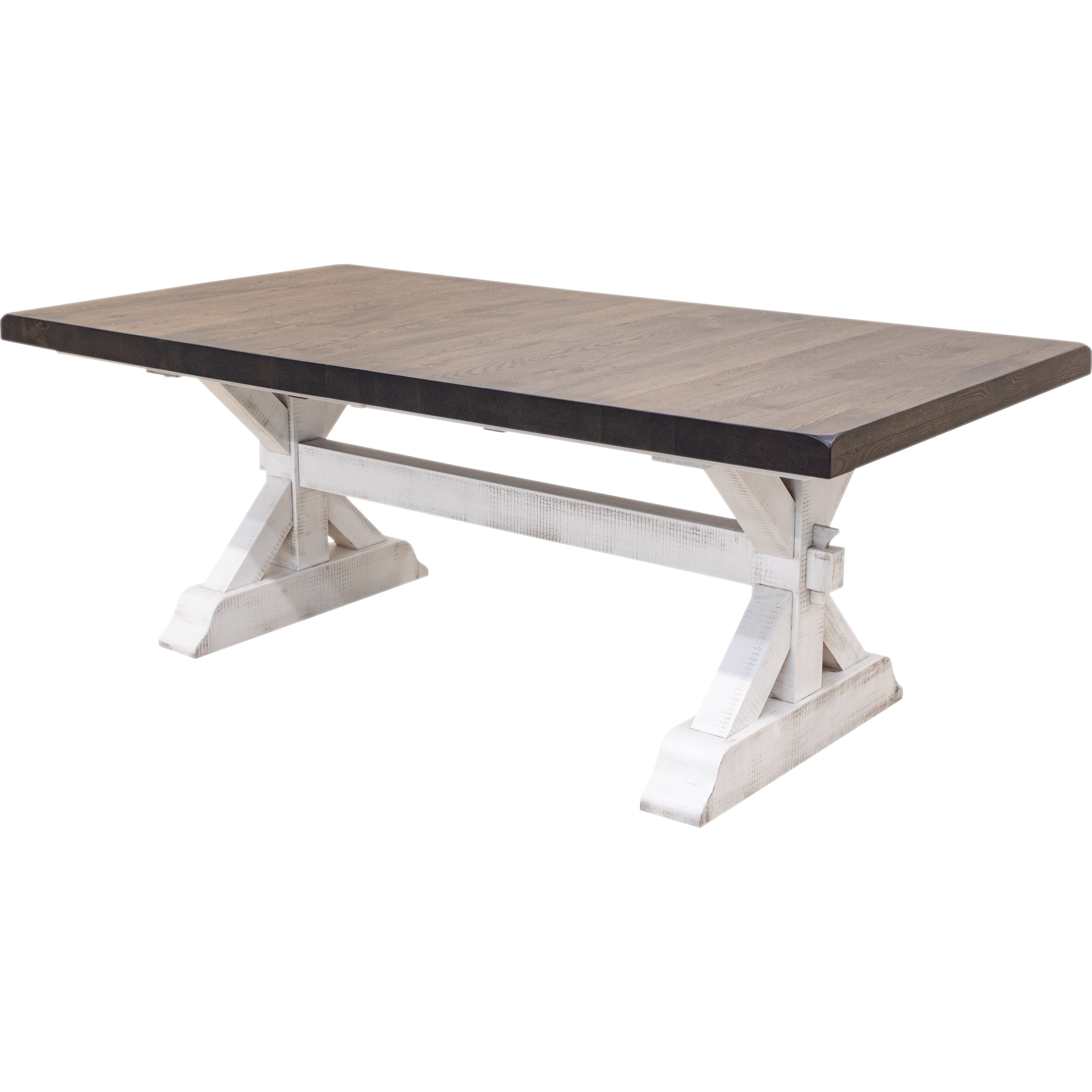 Farmhouse Trestle Large Extending White Oak Dining Table | M-GW&RWO-SB