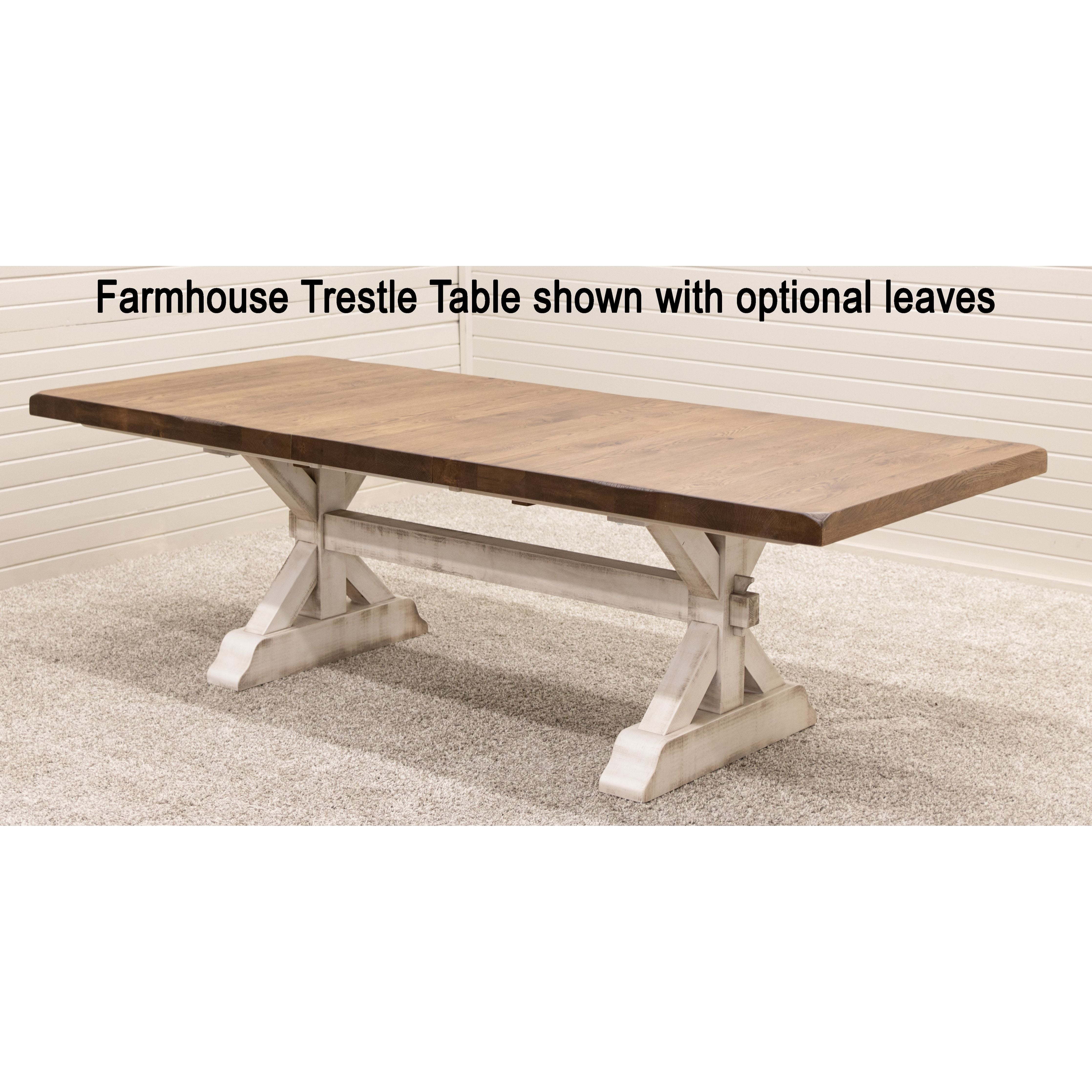 Farmhouse Trestle Large Extending White Oak Dining Table | M-GW&RWO-SB