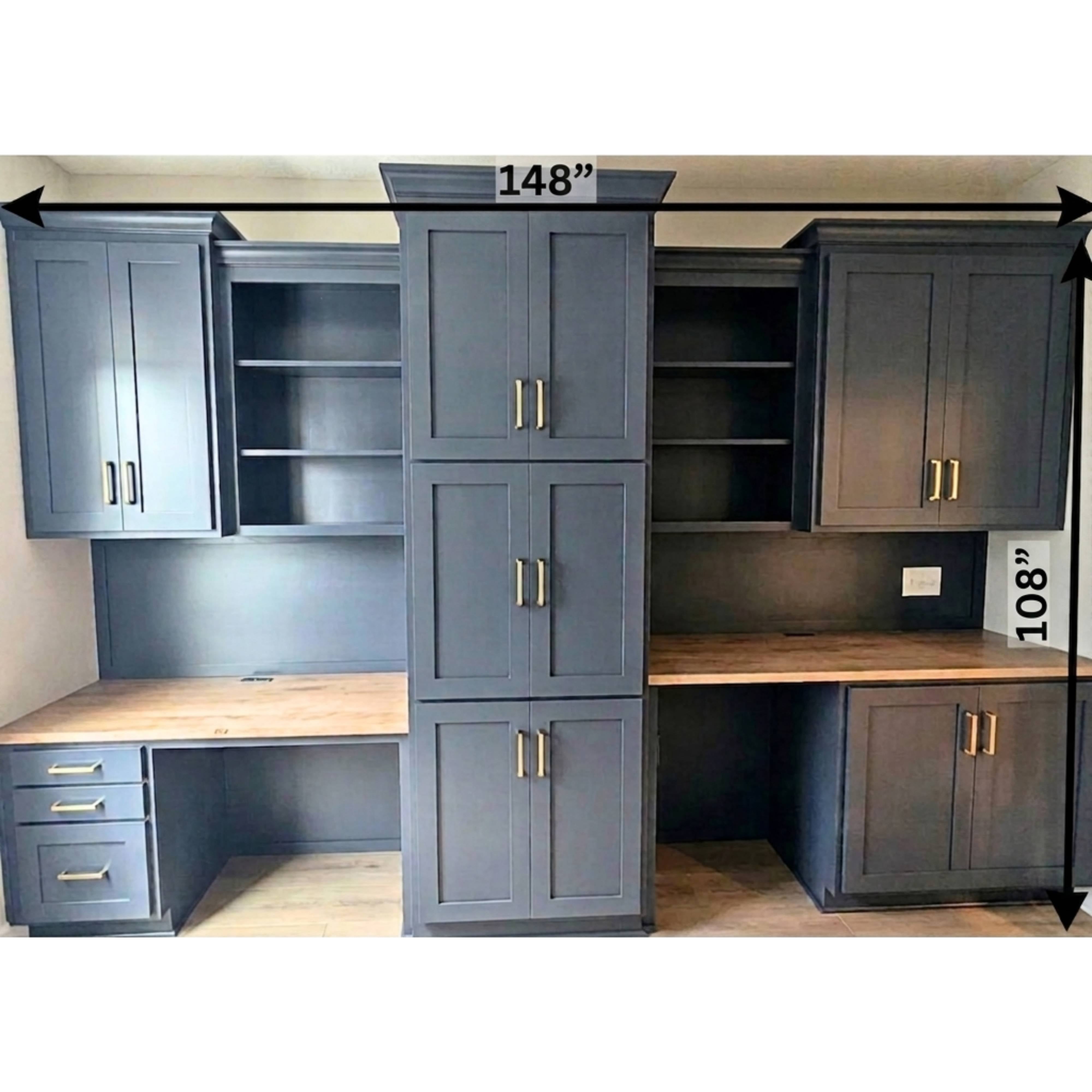 Custom Built-In Dual Workstation Wall Unit with Central Tower